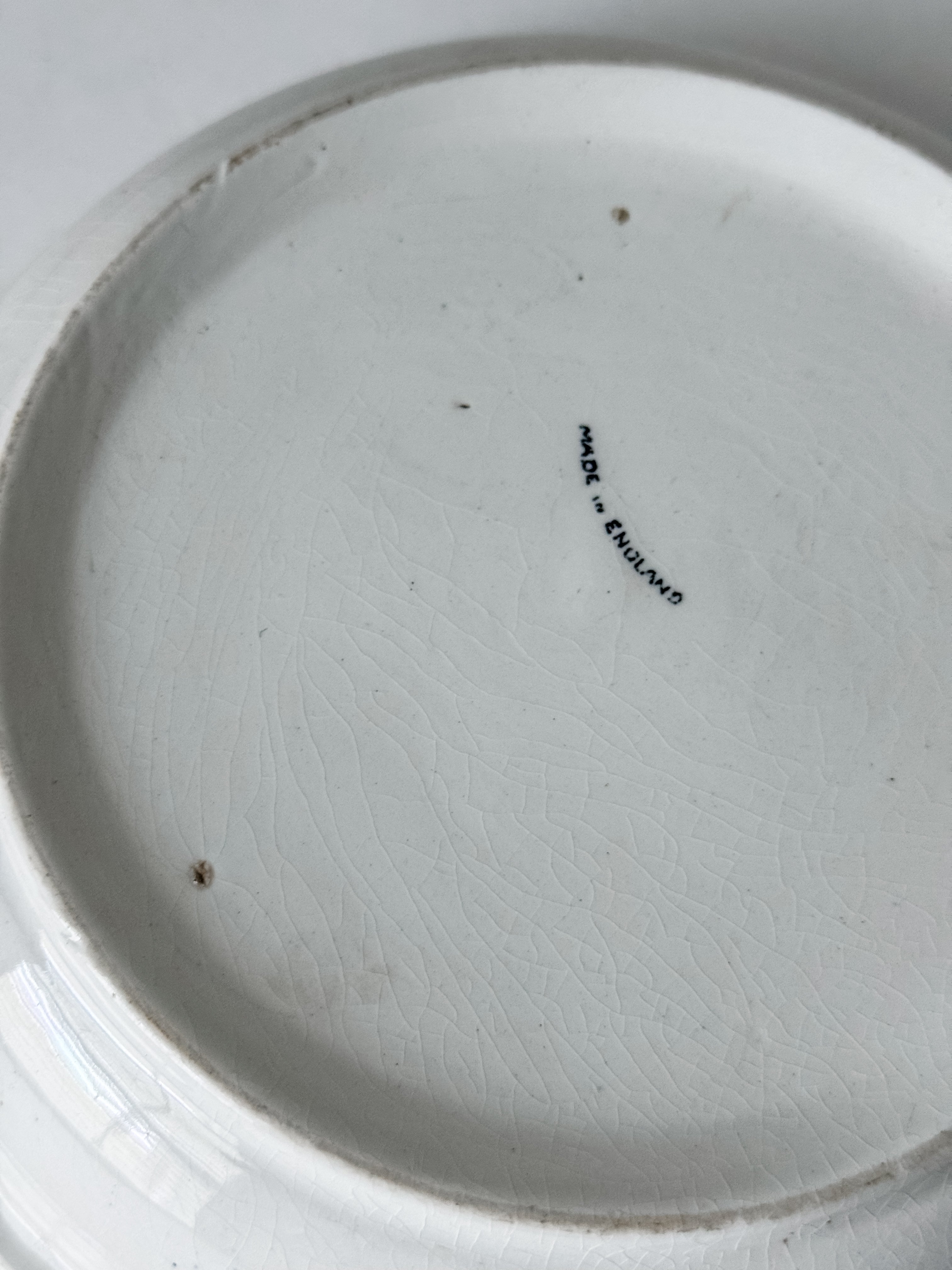 Antique English  Ironstone Black And White Alphabet Child's Plate
