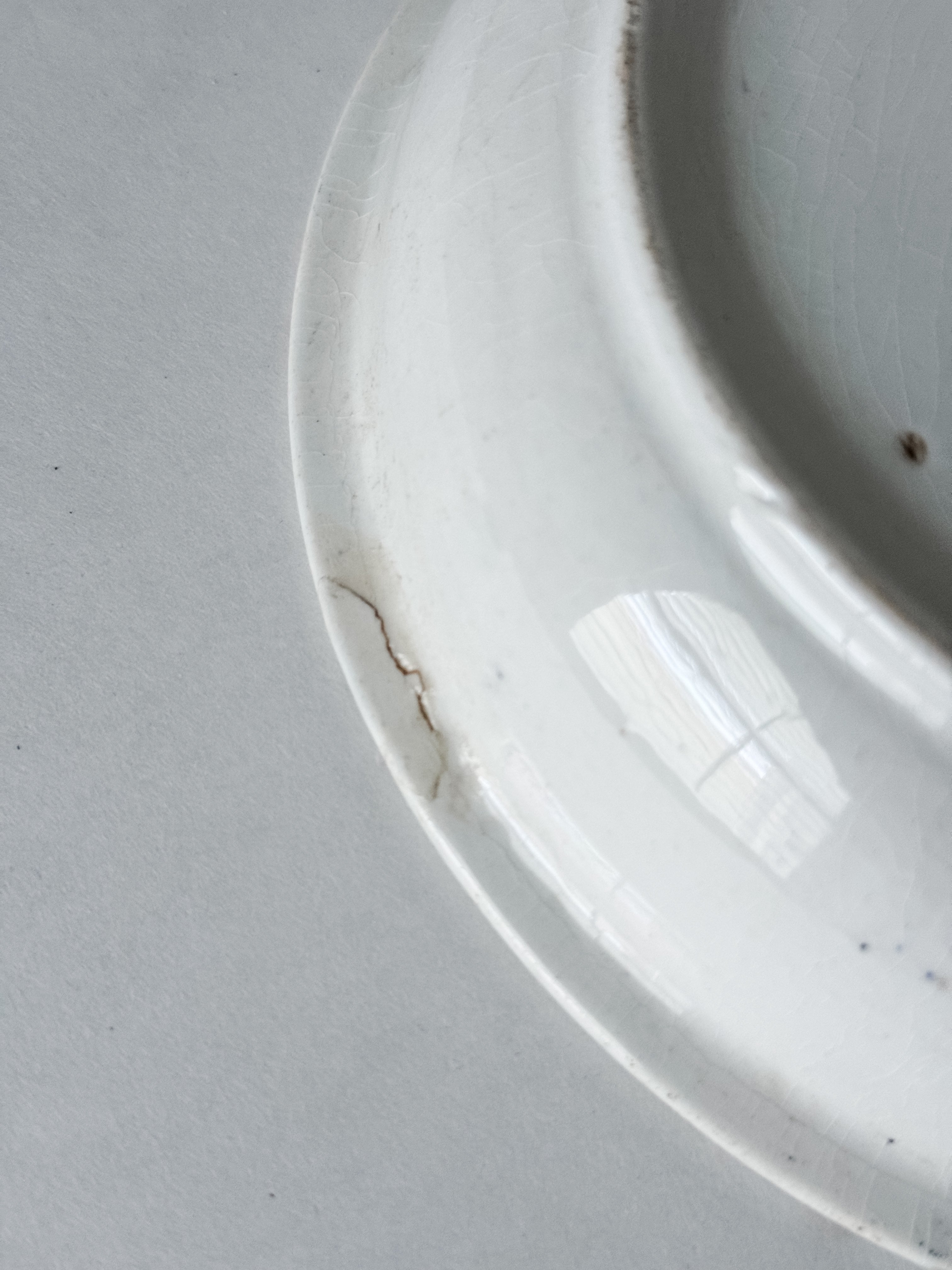 Antique English  Ironstone Black And White Alphabet Child's Plate