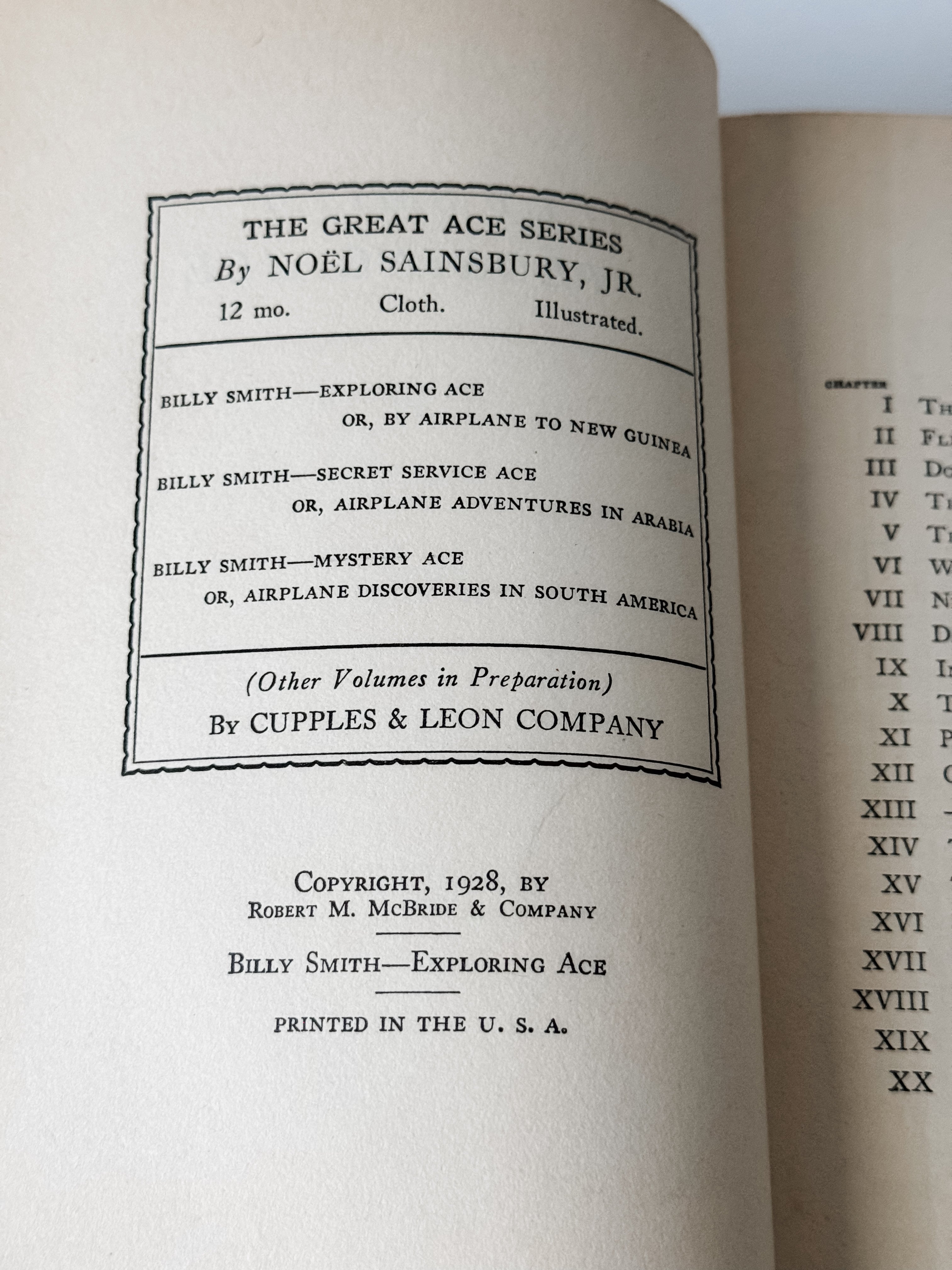 Vintage 1928 Blue Hardcover Book Of Flying Ace Stories