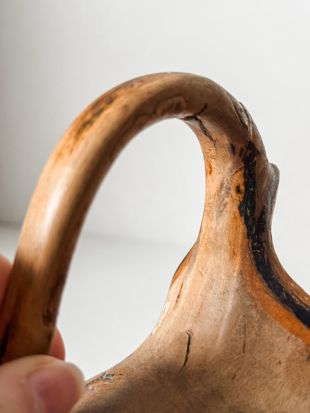 Antique Finnish Folk Art Wood Carved Pitcher