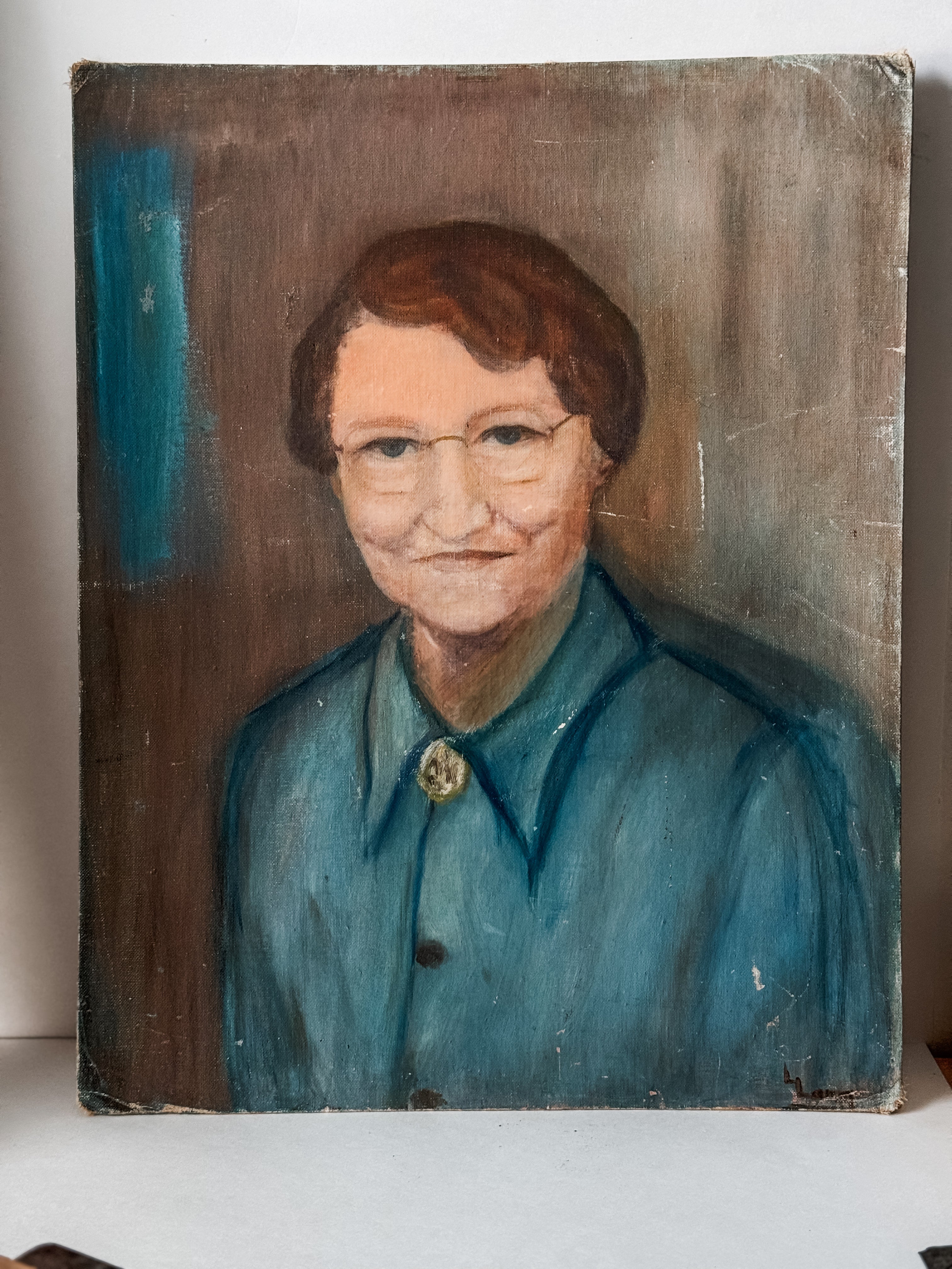 1940s Original Oil Portrait Of A Southern Granny