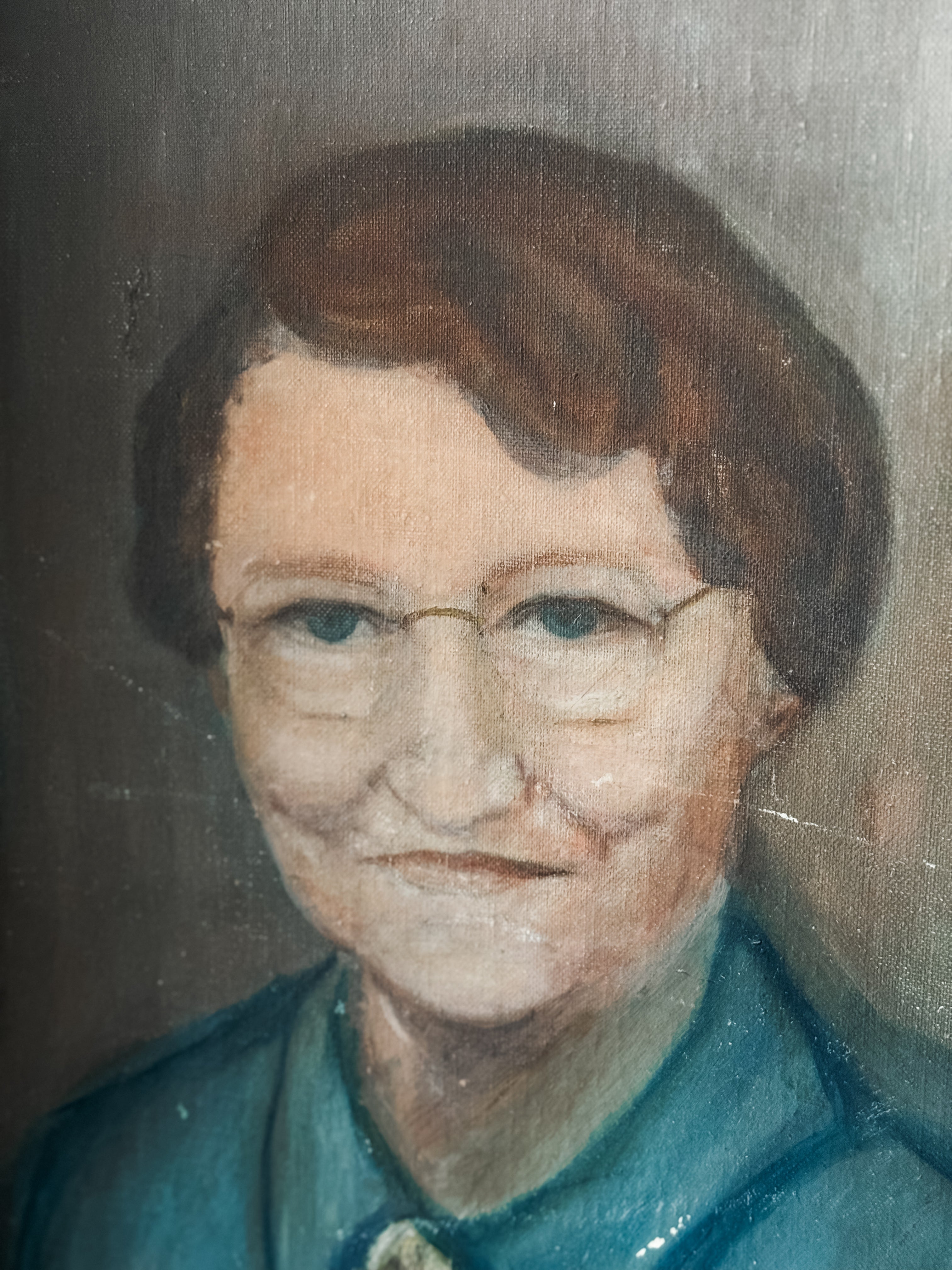 1940s Original Oil Portrait Of A Southern Granny