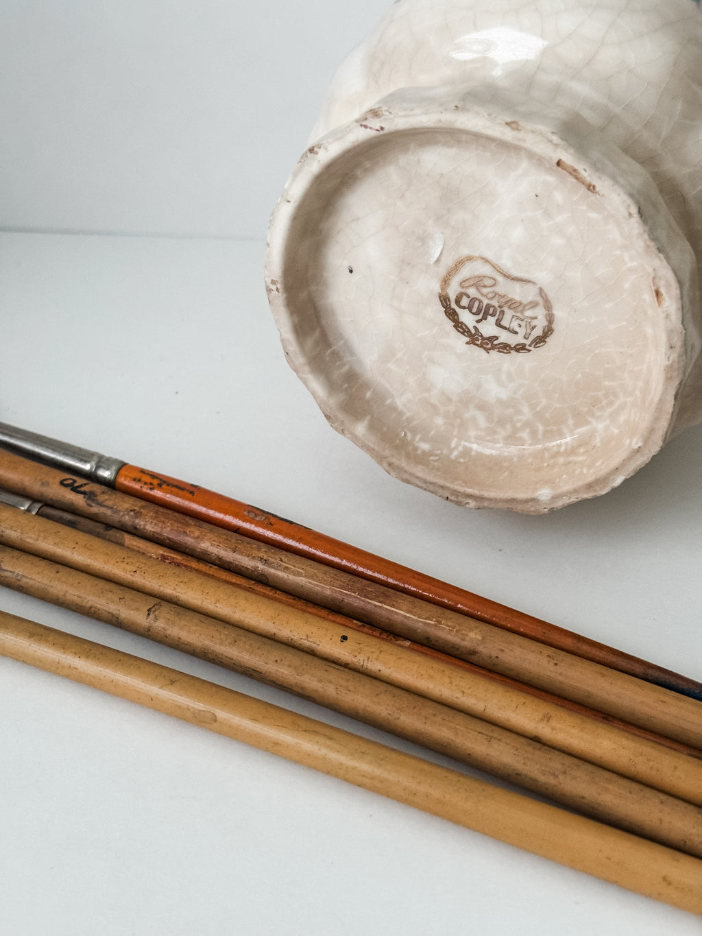 Small Vintage Ironstone Vessel With Paintbrush Collection