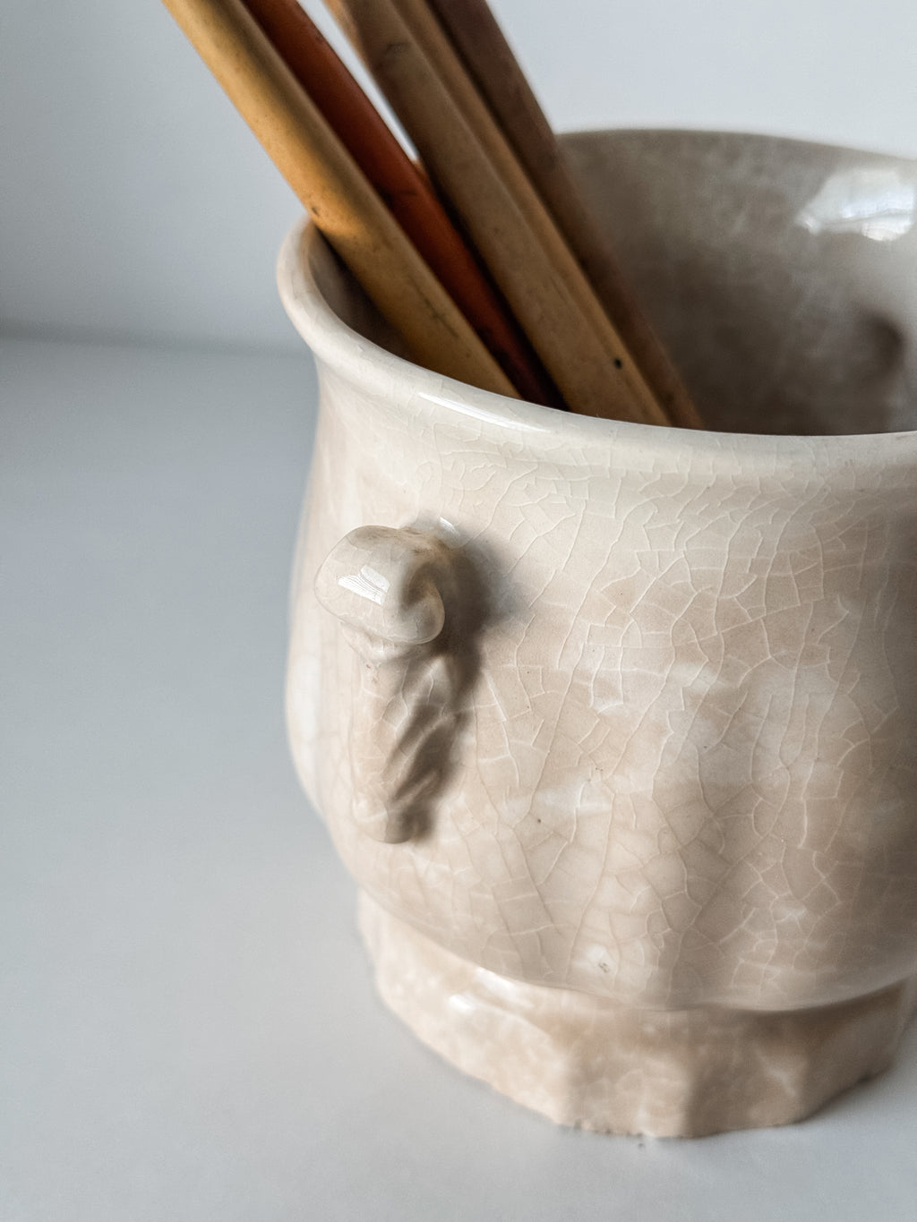 Small Vintage Ironstone Vessel With Paintbrush Collection