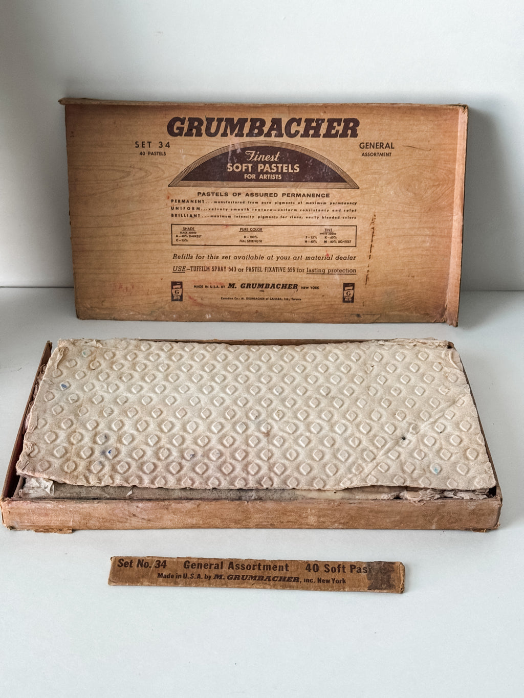 Tattered Vintage Cardboard Box Of Art Pastels
