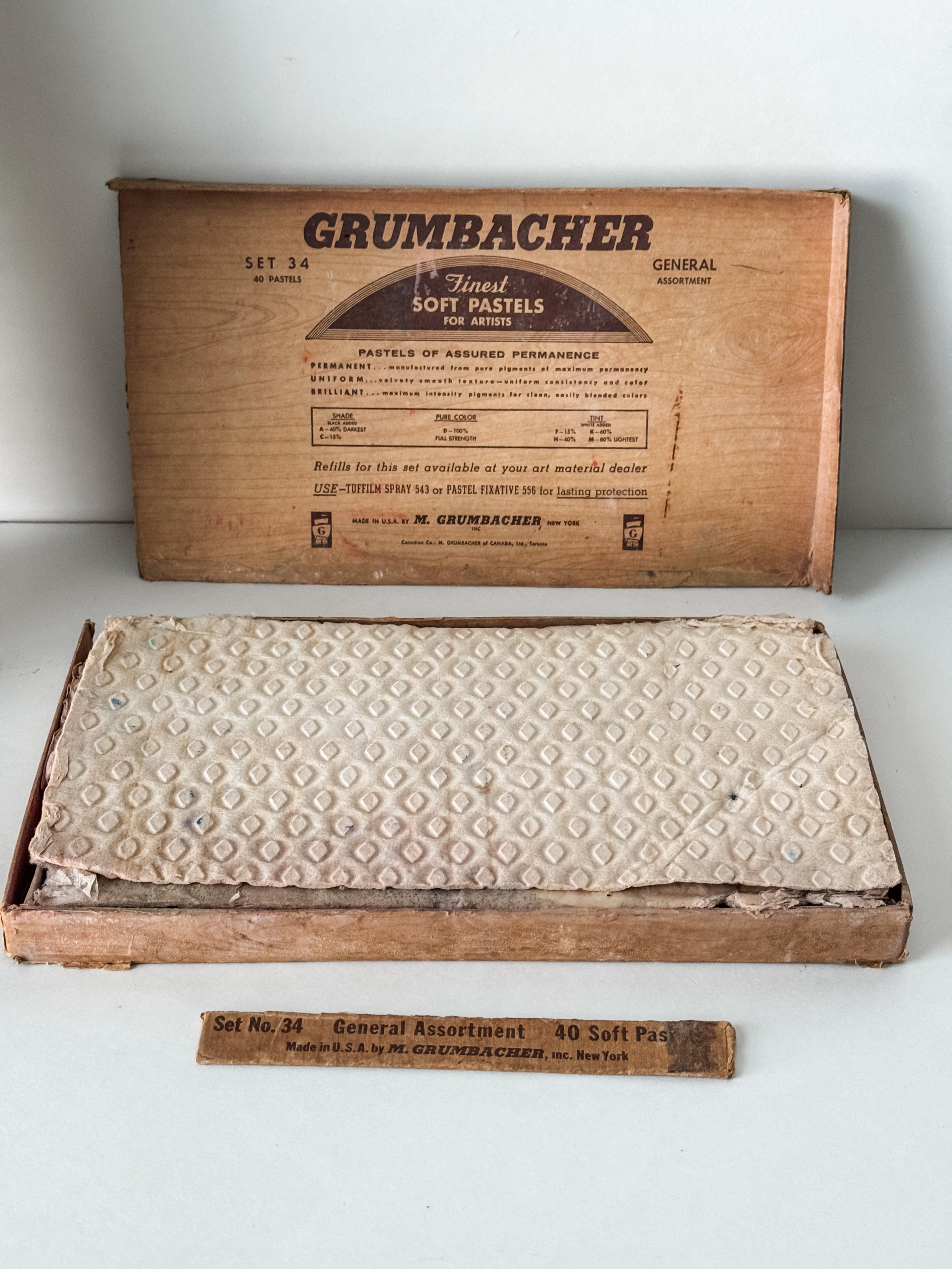 Tattered Vintage Cardboard Box Of Art Pastels
