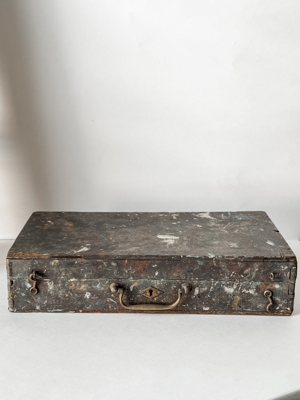 Antique French Artist's Wood Box With Contents And Patina