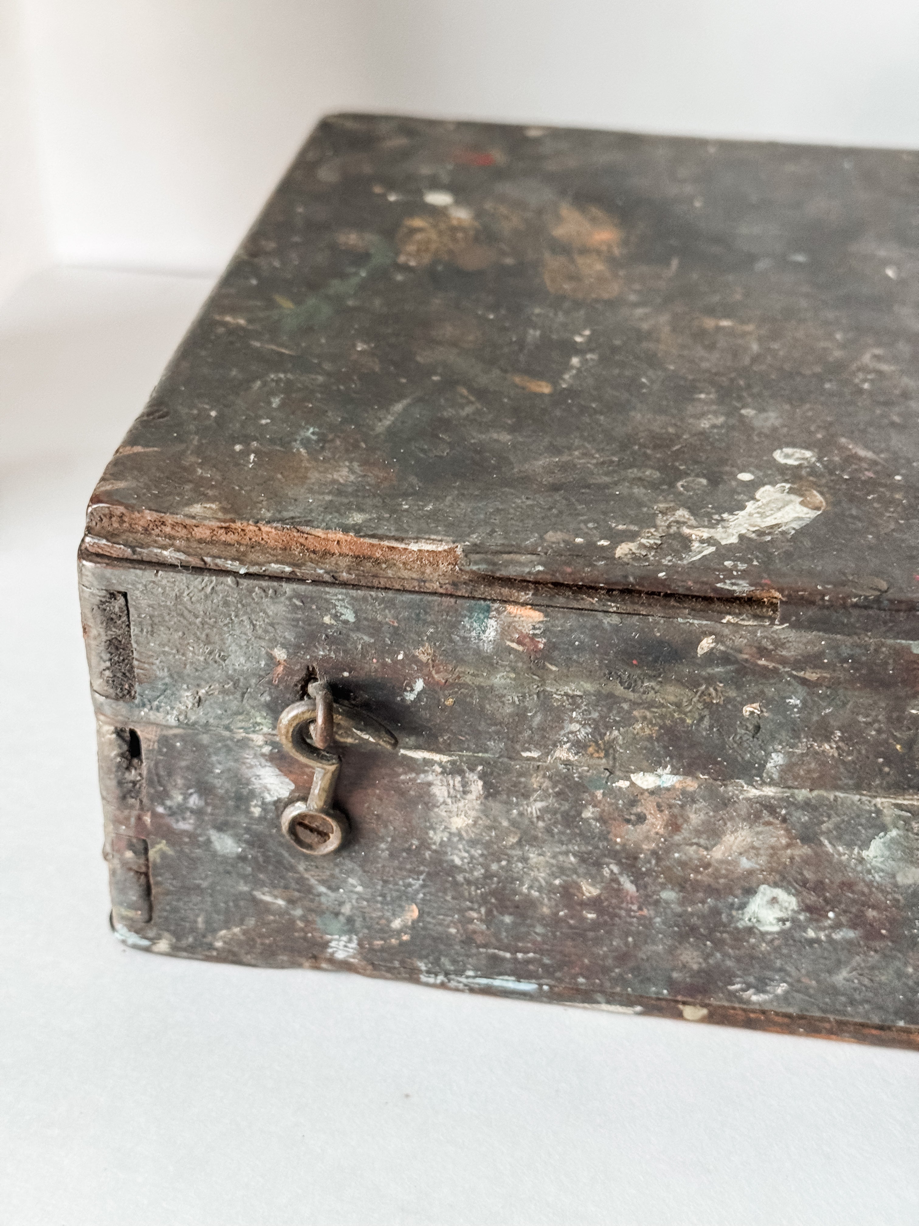 Antique French Artist's Wood Box With Contents And Patina
