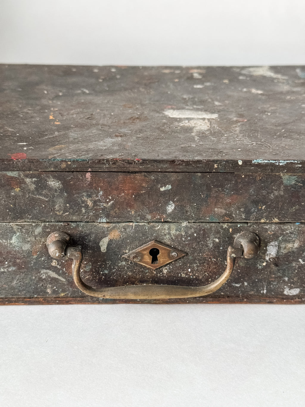 Antique French Artist's Wood Box With Contents And Patina