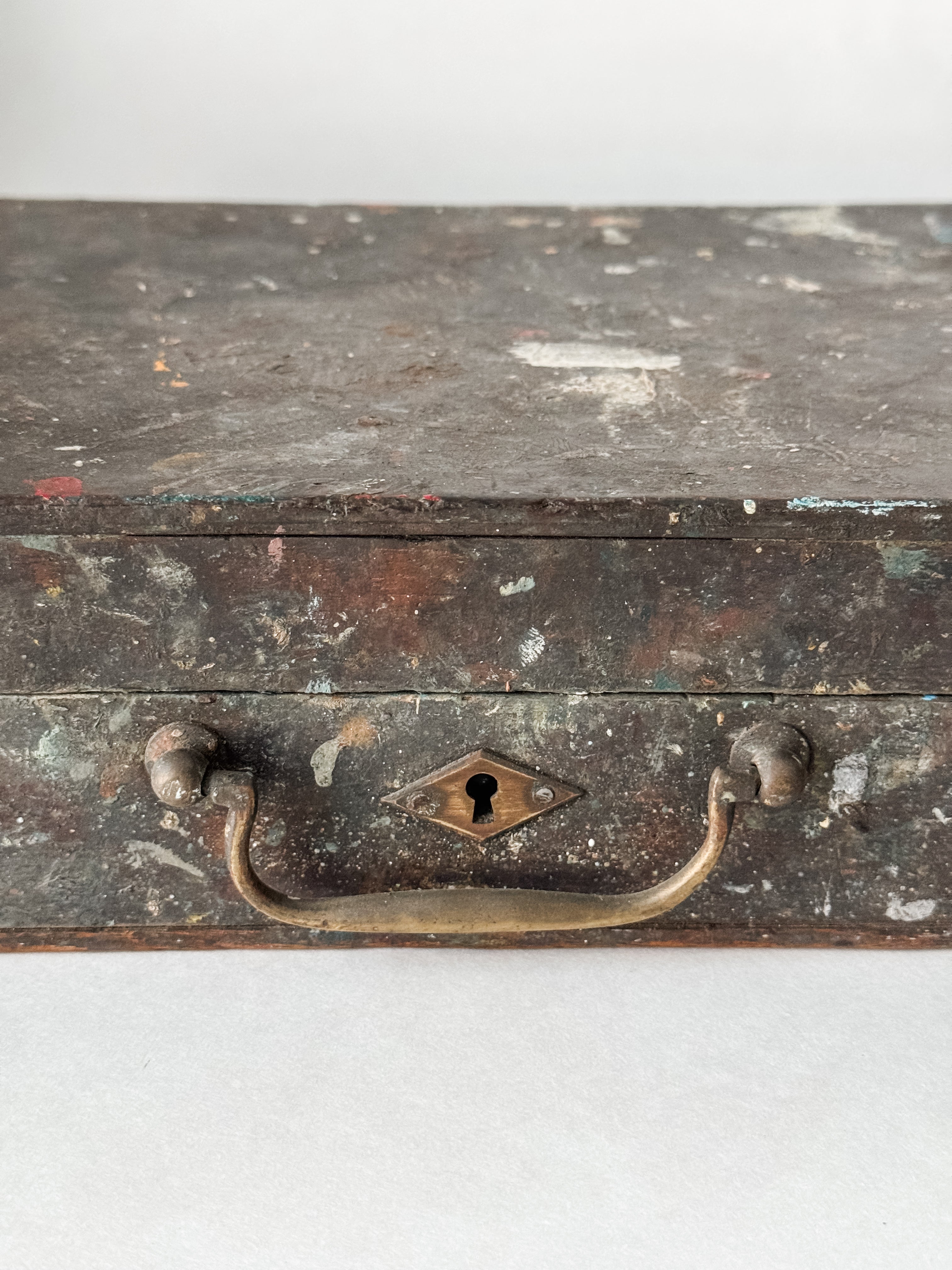 Antique French Artist's Wood Box With Contents And Patina