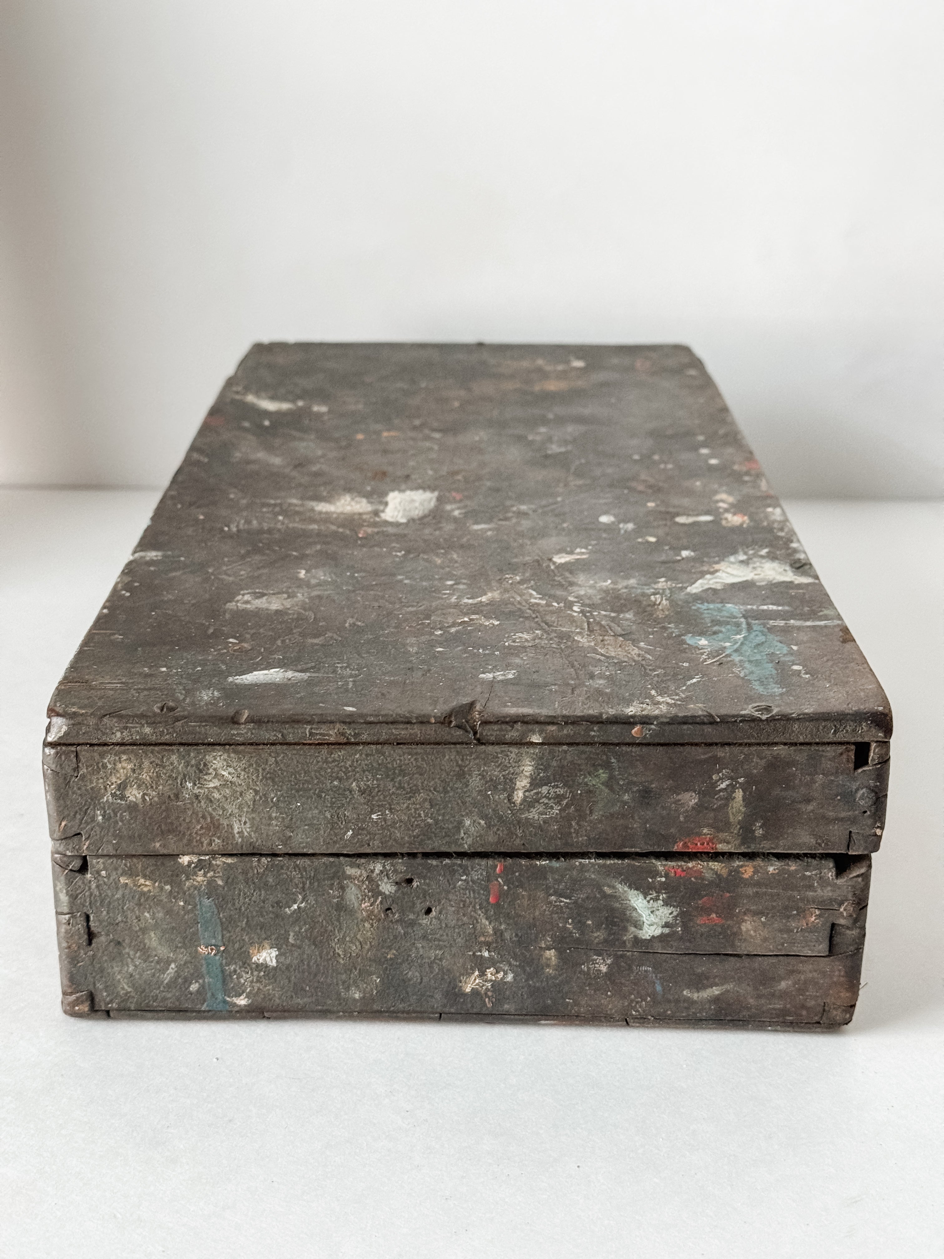 Antique French Artist's Wood Box With Contents And Patina