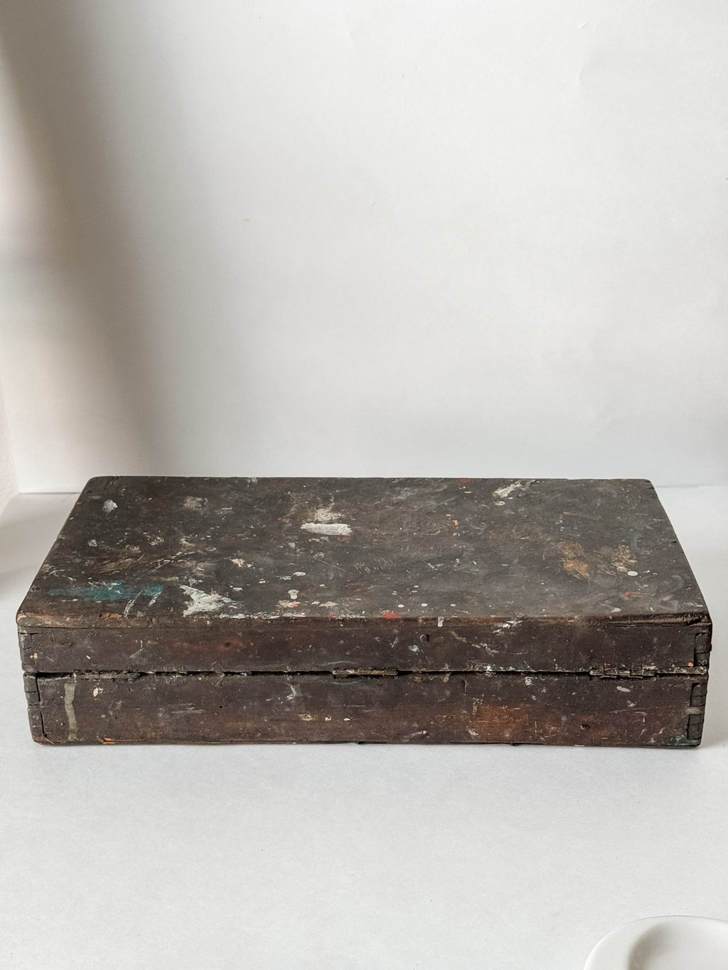 Antique French Artist's Wood Box With Contents And Patina