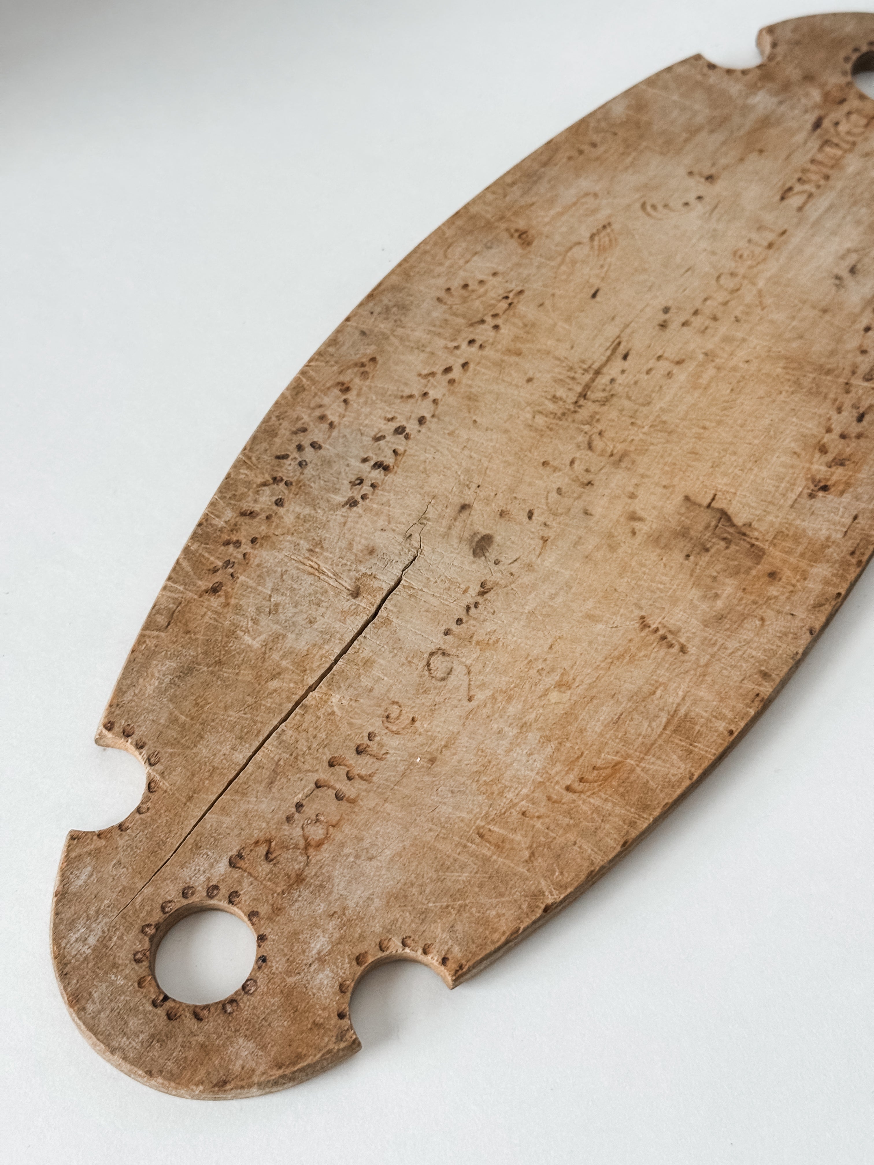 Antique Primitive Scandinavian Bread Board With Carvings
