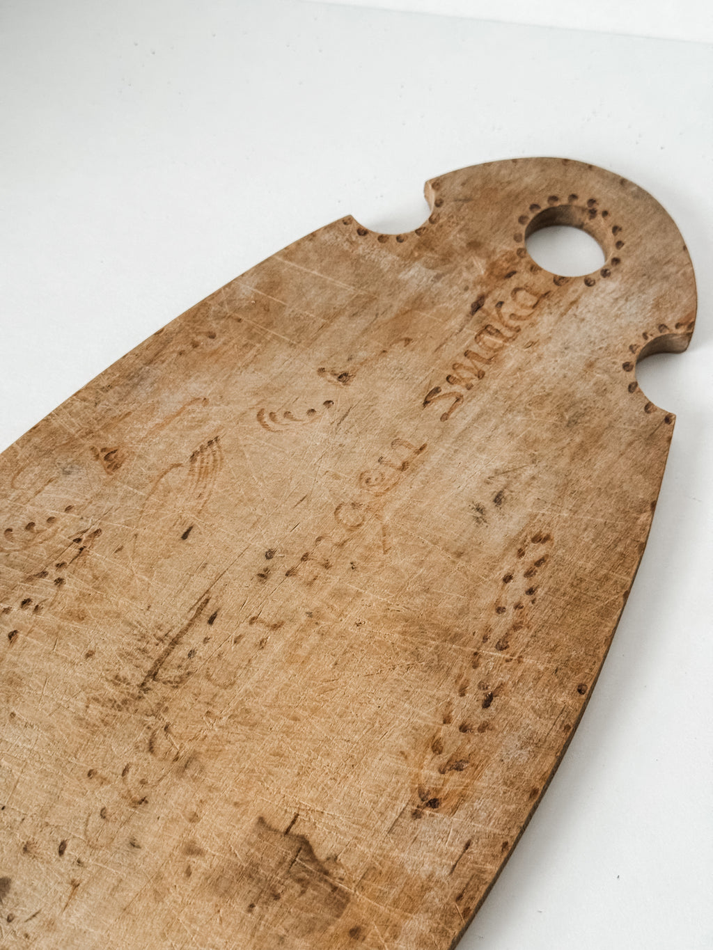 Antique Primitive Scandinavian Bread Board With Carvings