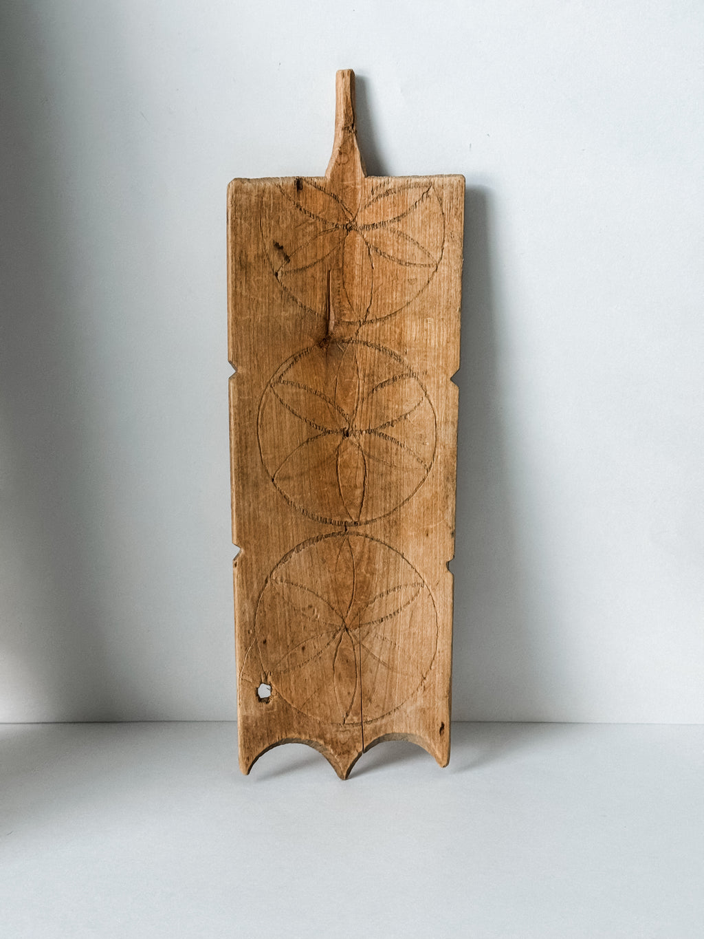Antique Swedish Carved Wood Flax Spinning Distaff
