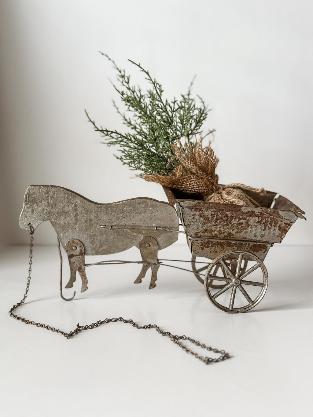 Antique Horse And Wagon Pull Toy