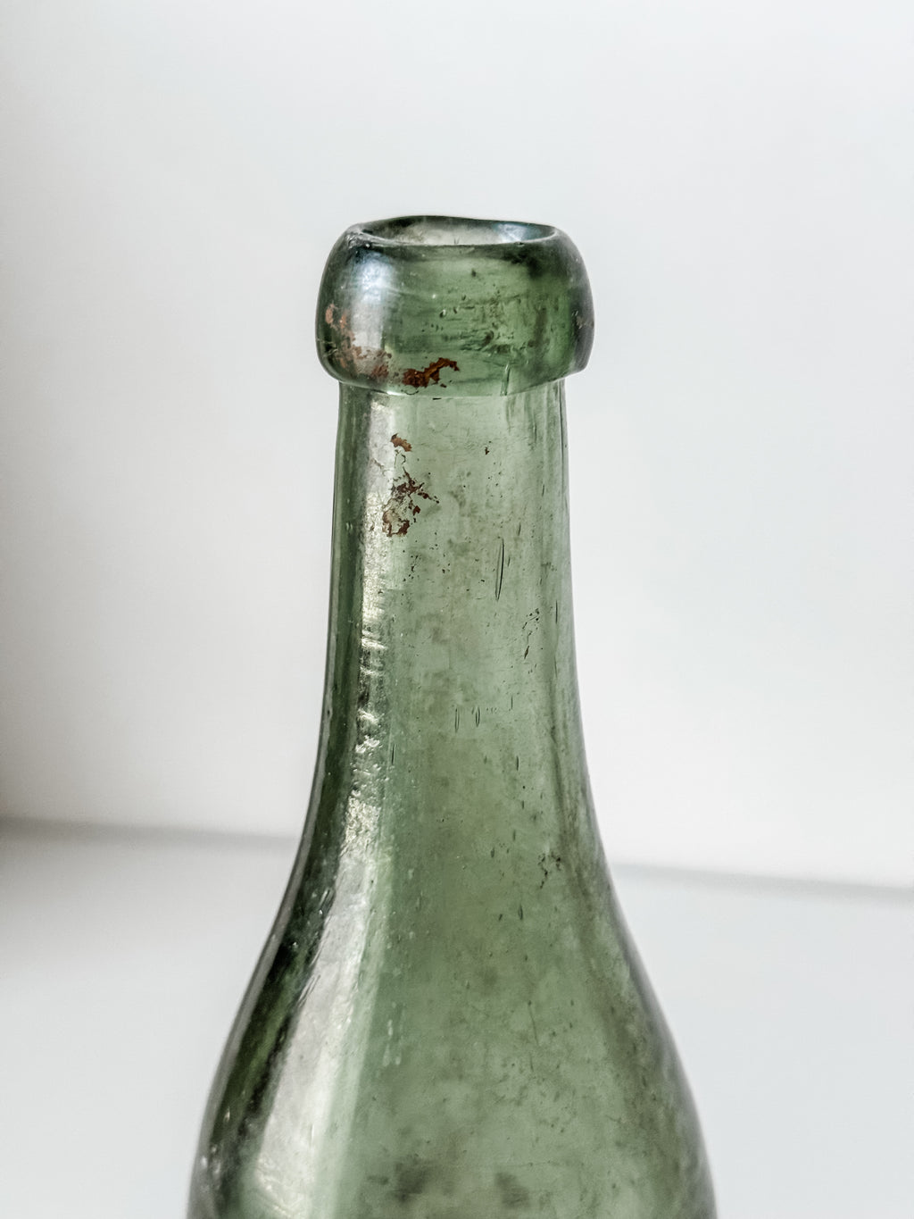Antique Green Blown Glass Bottle