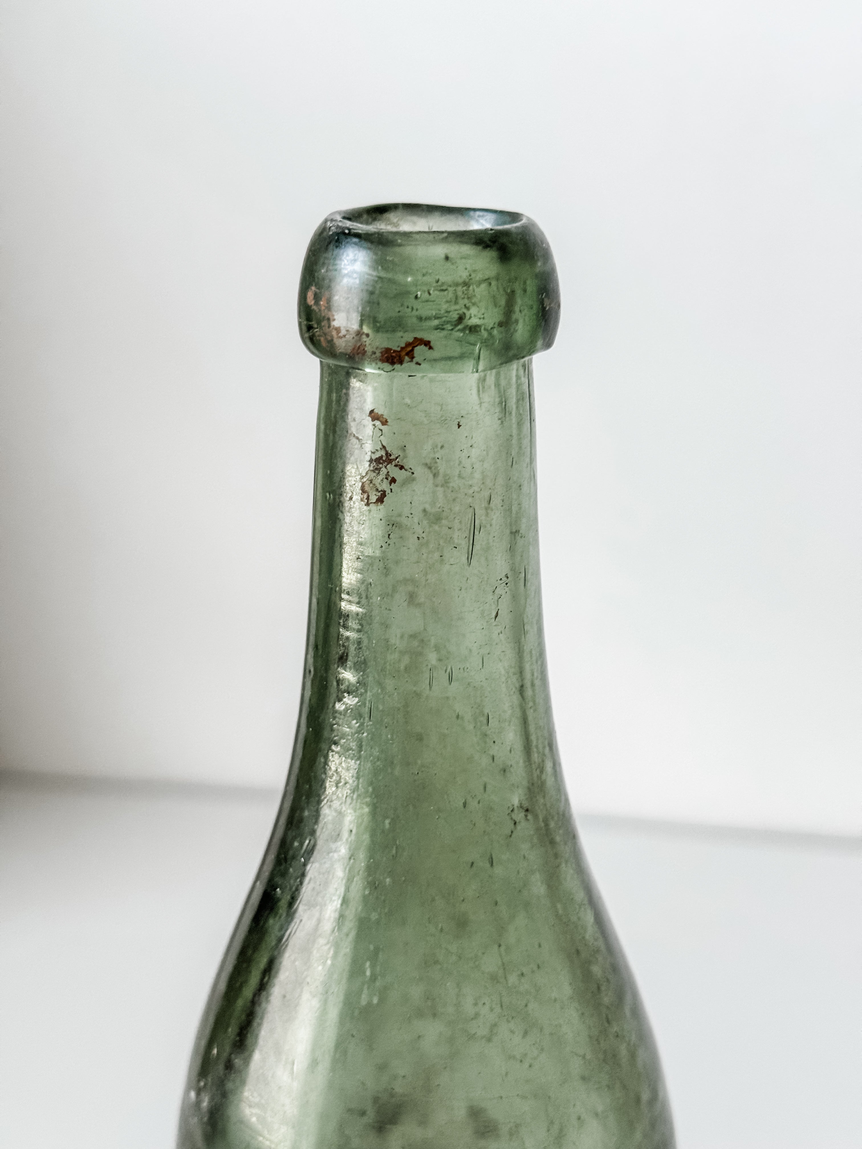 Antique Green Blown Glass Bottle