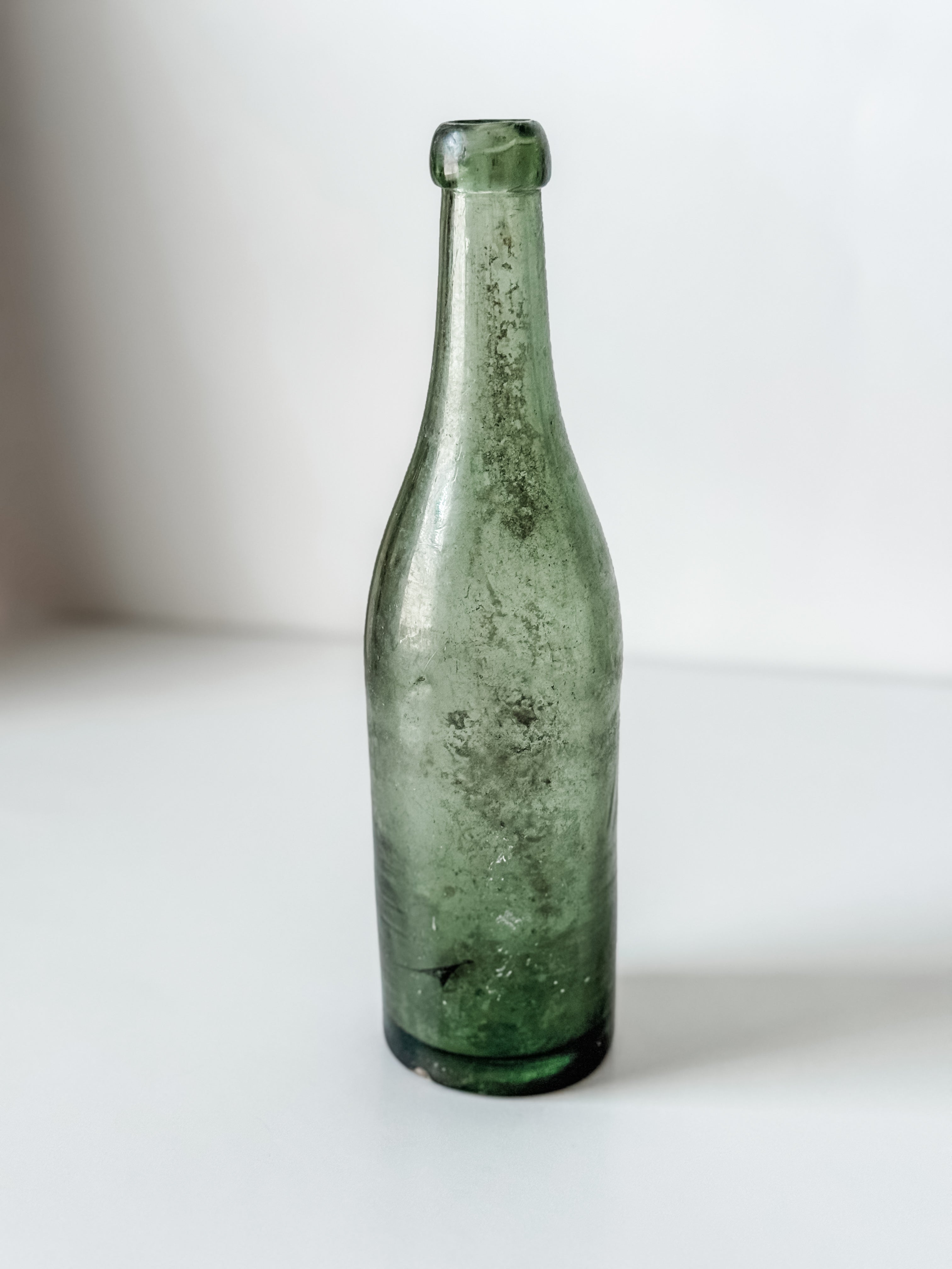 Antique Green Blown Glass Bottle