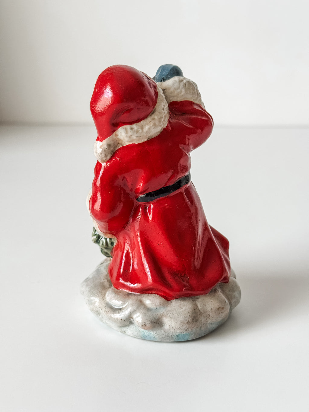Vintage Hand Painted Ceramic Santa With Lantern