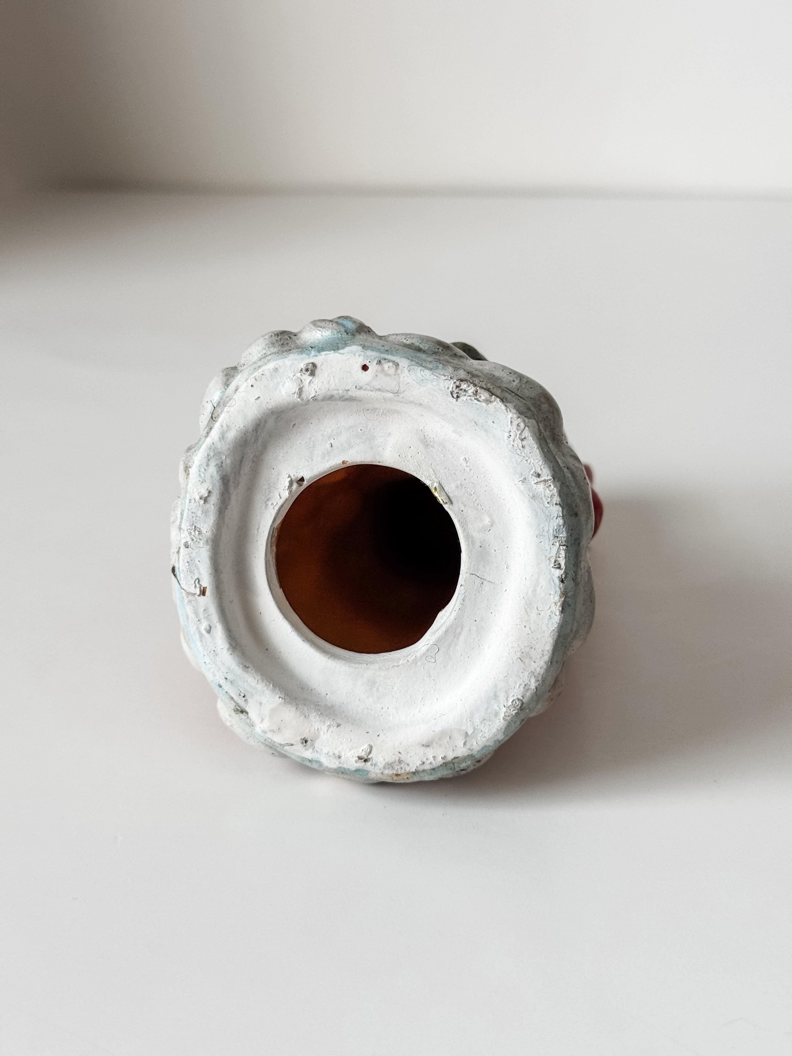 Vintage Hand Painted Ceramic Santa With Lantern