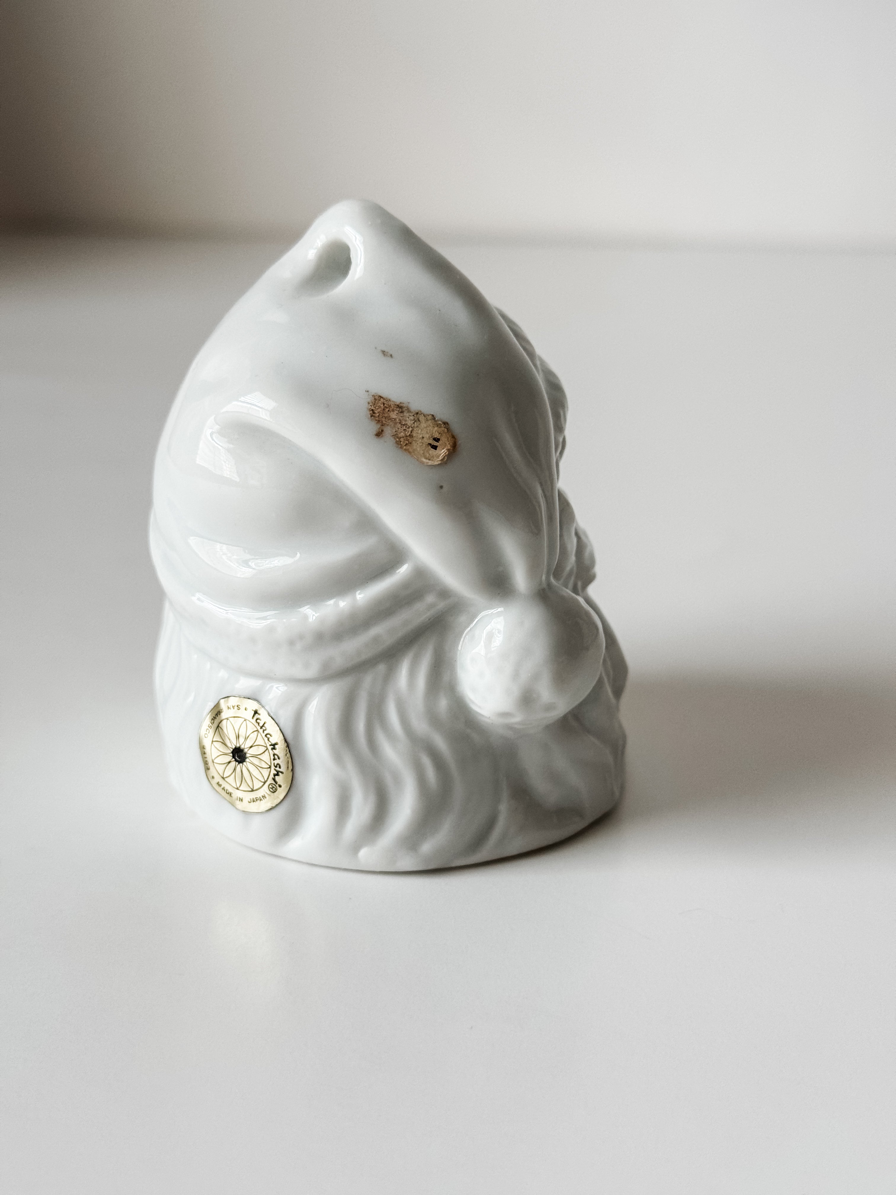 Vintage White Ceramic Santa Bell
