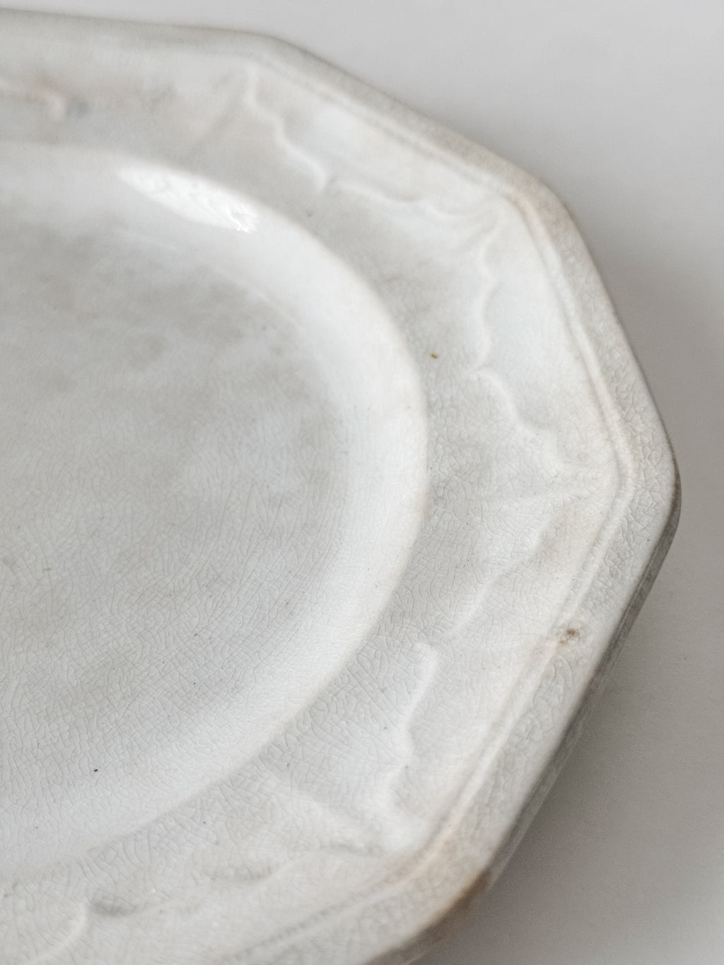 Antique English Ironstone Plate With Staining and Crazing