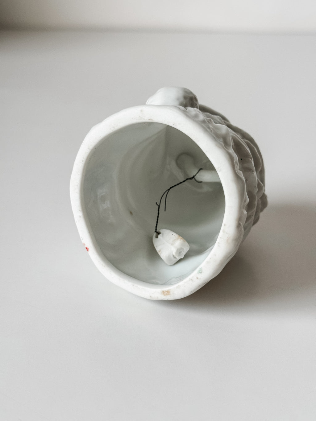 Vintage White Ceramic Santa Bell