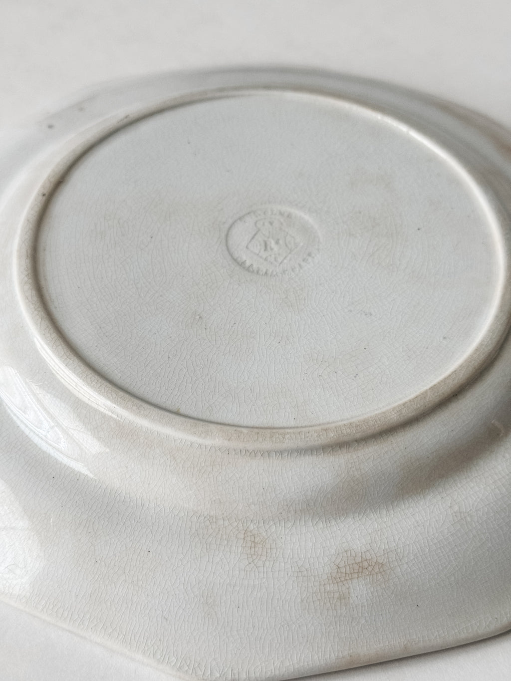 Antique English Ironstone Plate With Staining and Crazing