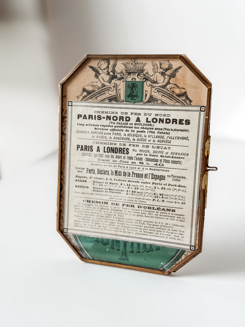 Framed Antique Parisian Train Route Schedule