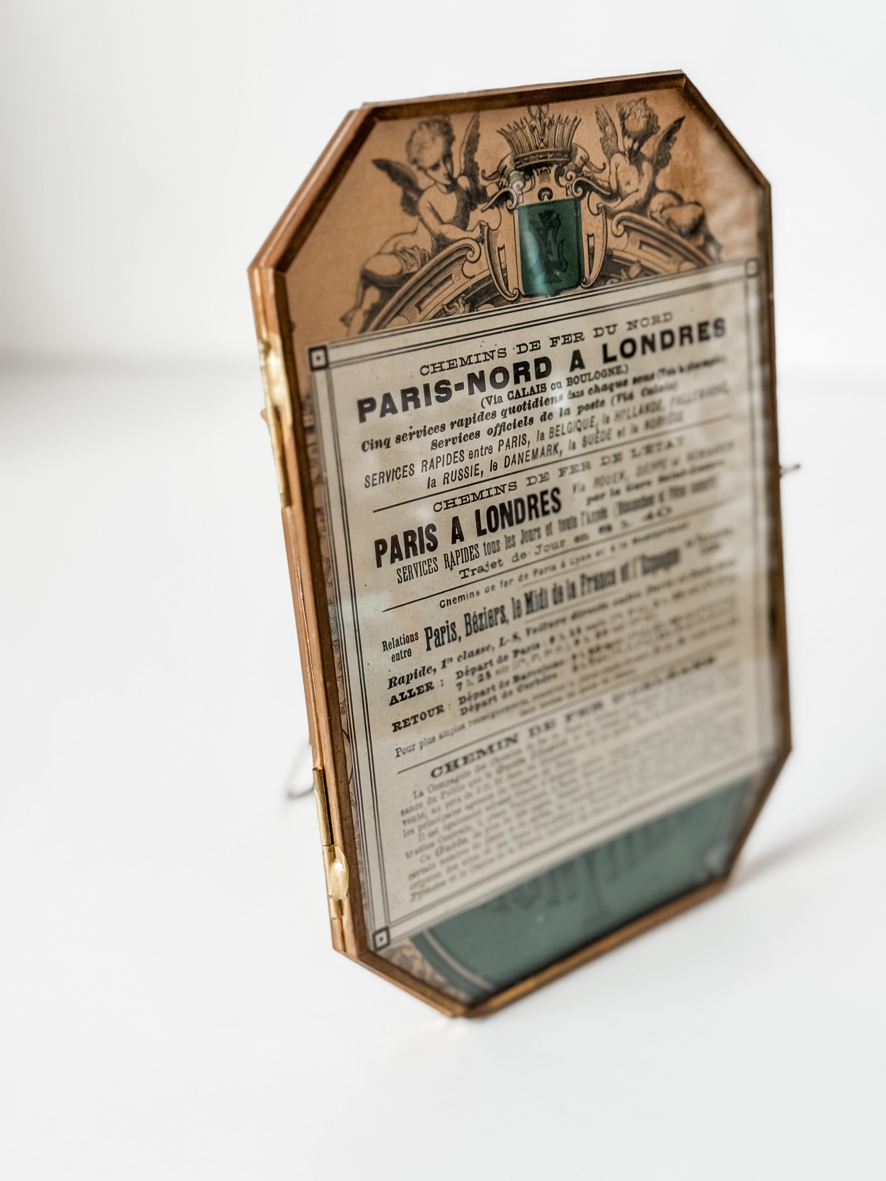 Framed Antique Parisian Train Route Schedule