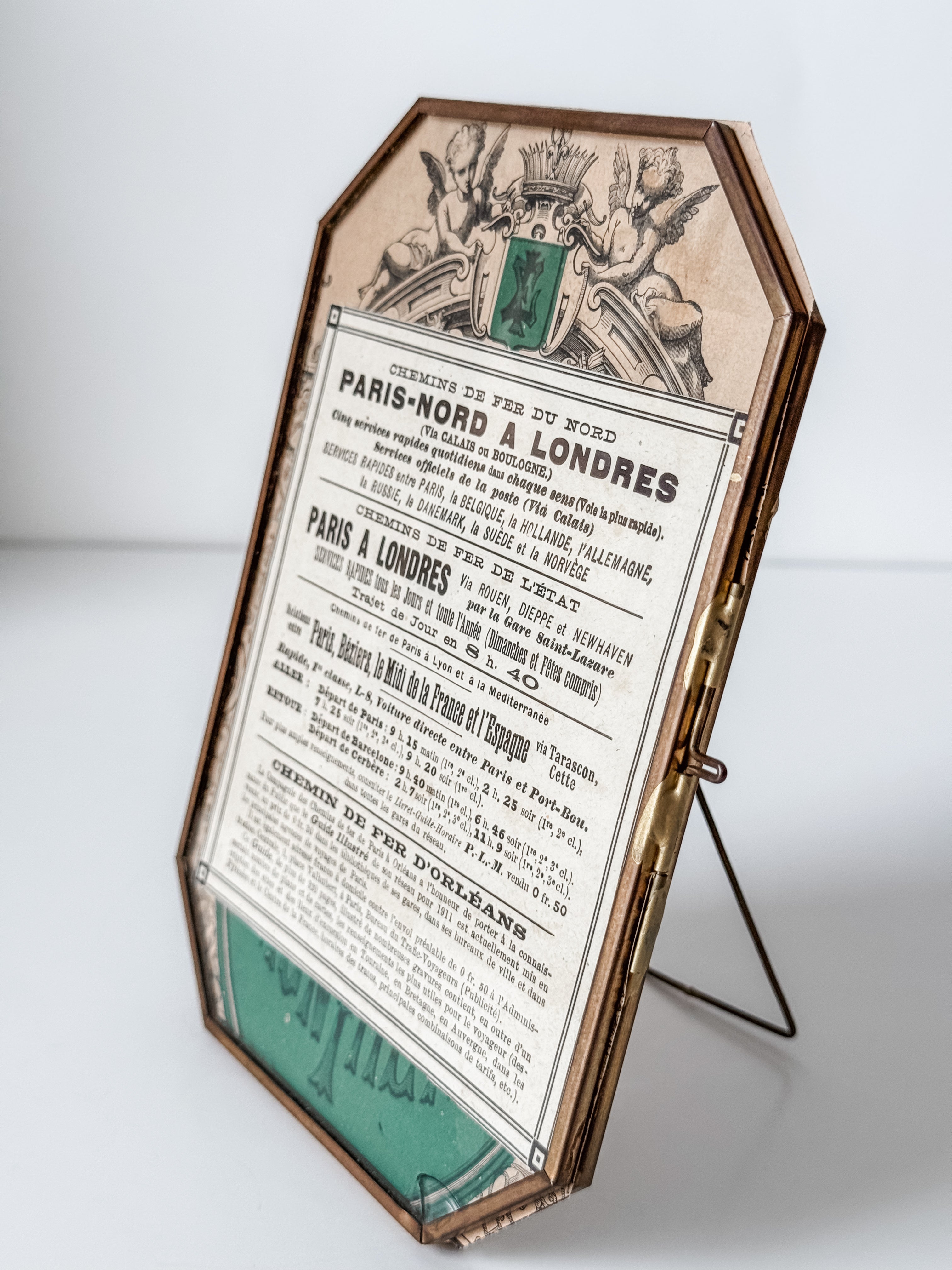 Framed Antique Parisian Train Route Schedule