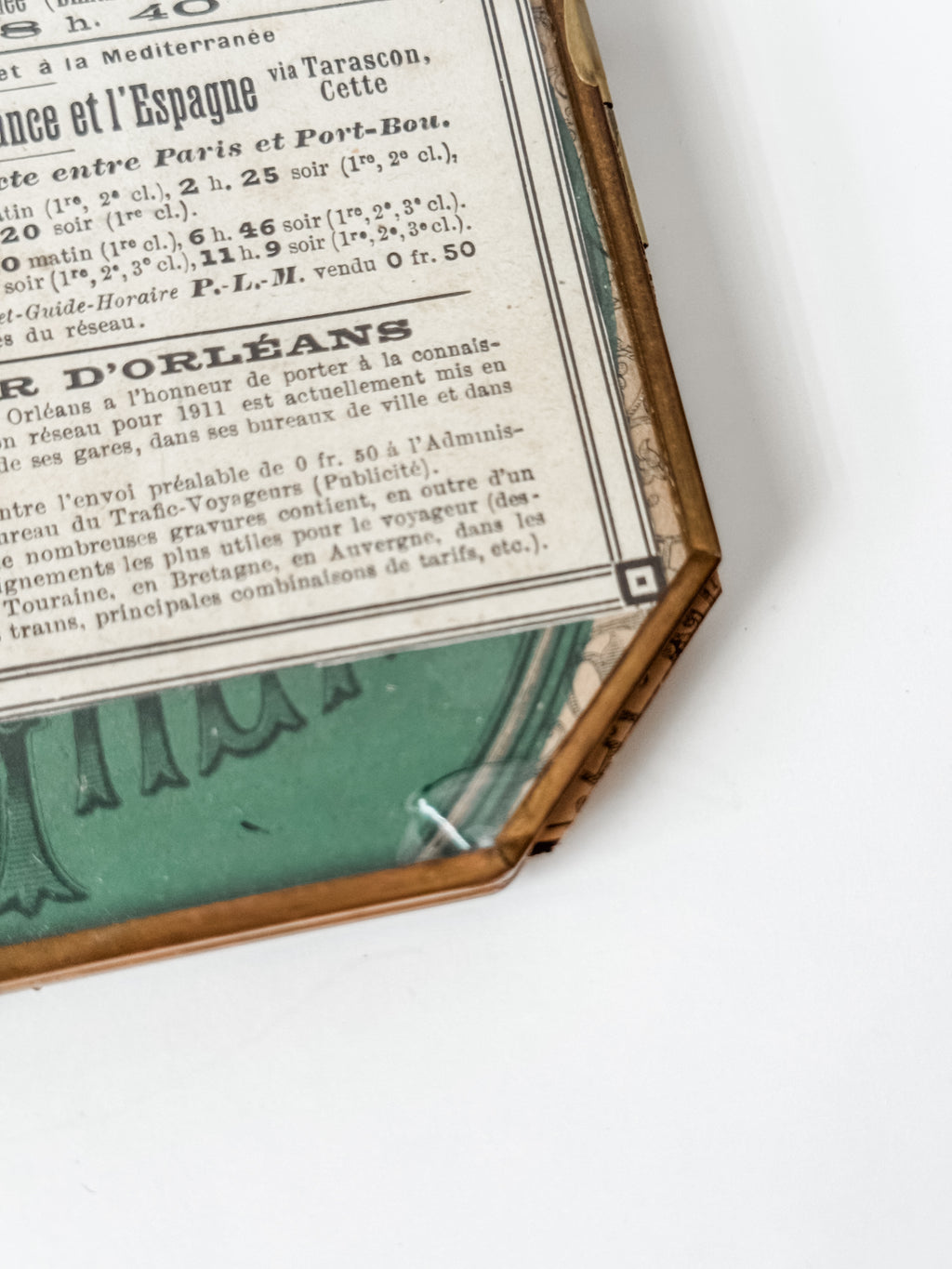 Framed Antique Parisian Train Route Schedule