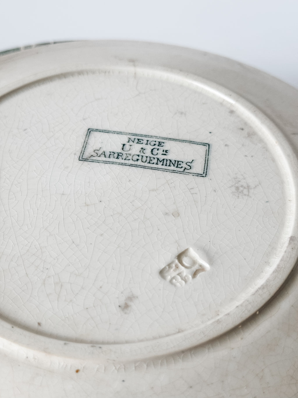 Antique Green Transferware French Bird Plates