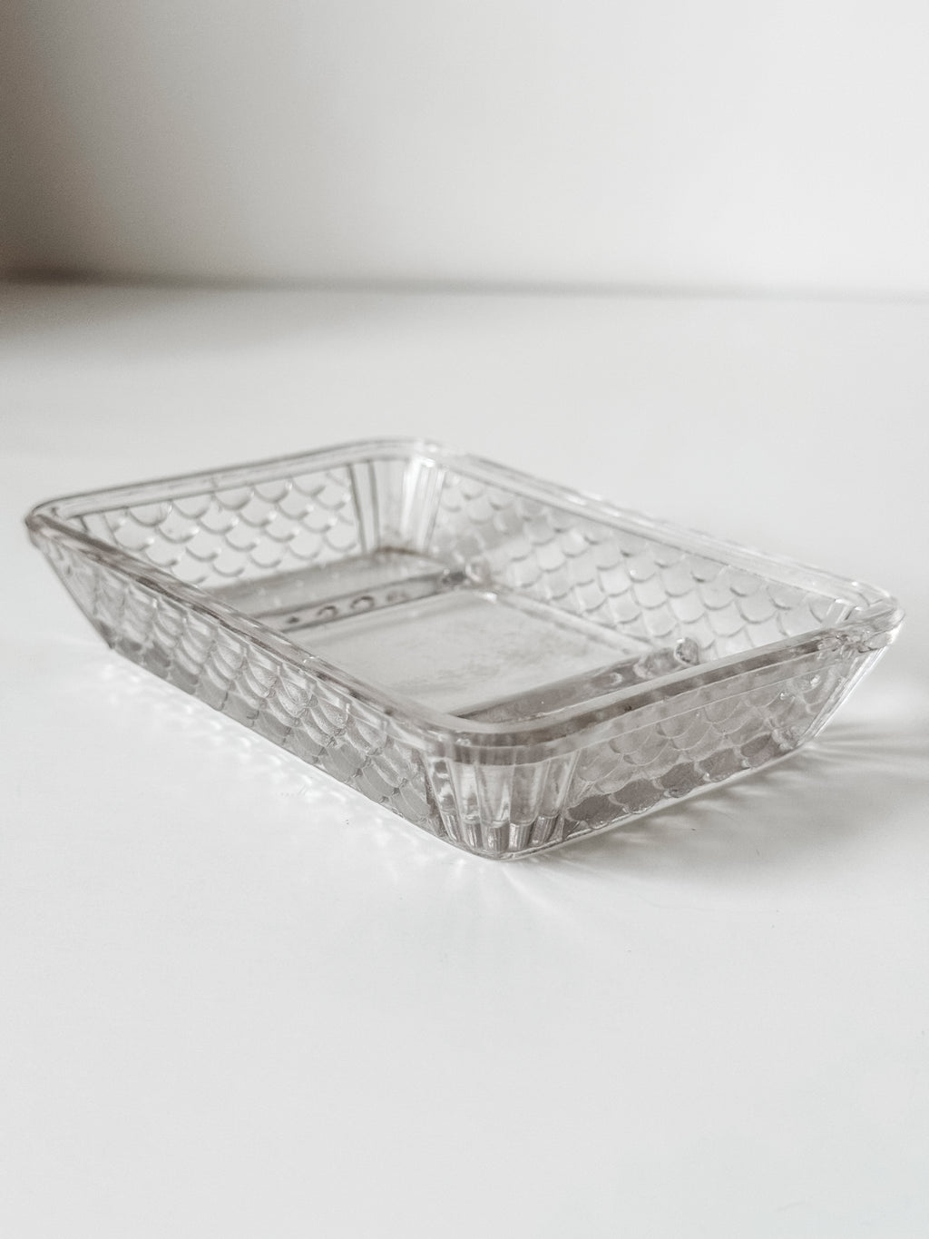 Vintage French Glass Soap Dish with French Soap