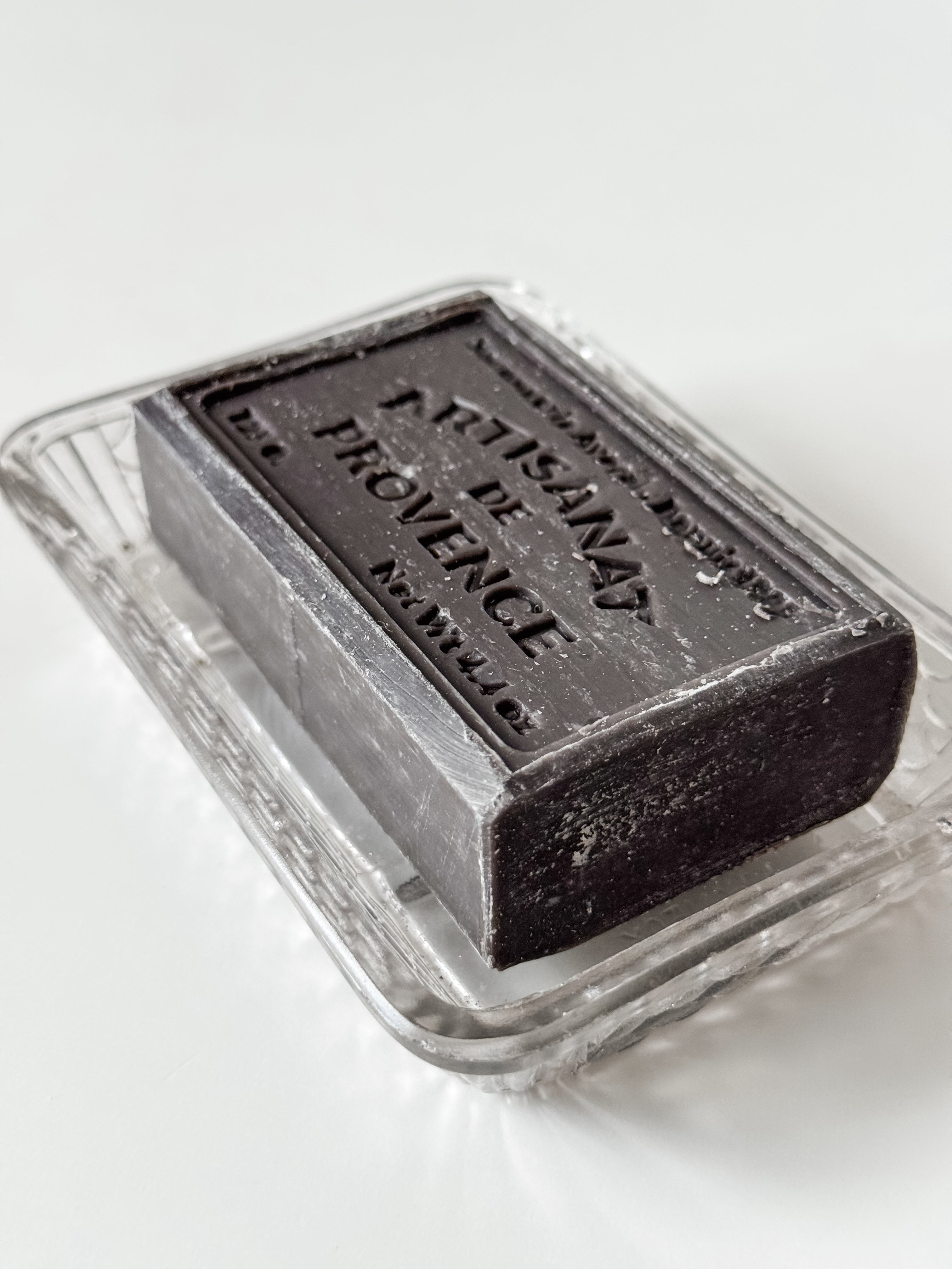 Vintage French Glass Soap Dish with French Soap