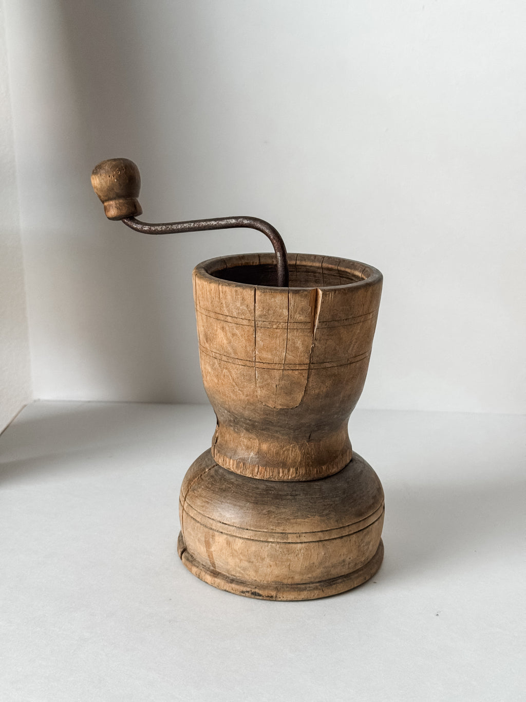 1800s Antique Swedish Wood Coffee or Spice Grinder