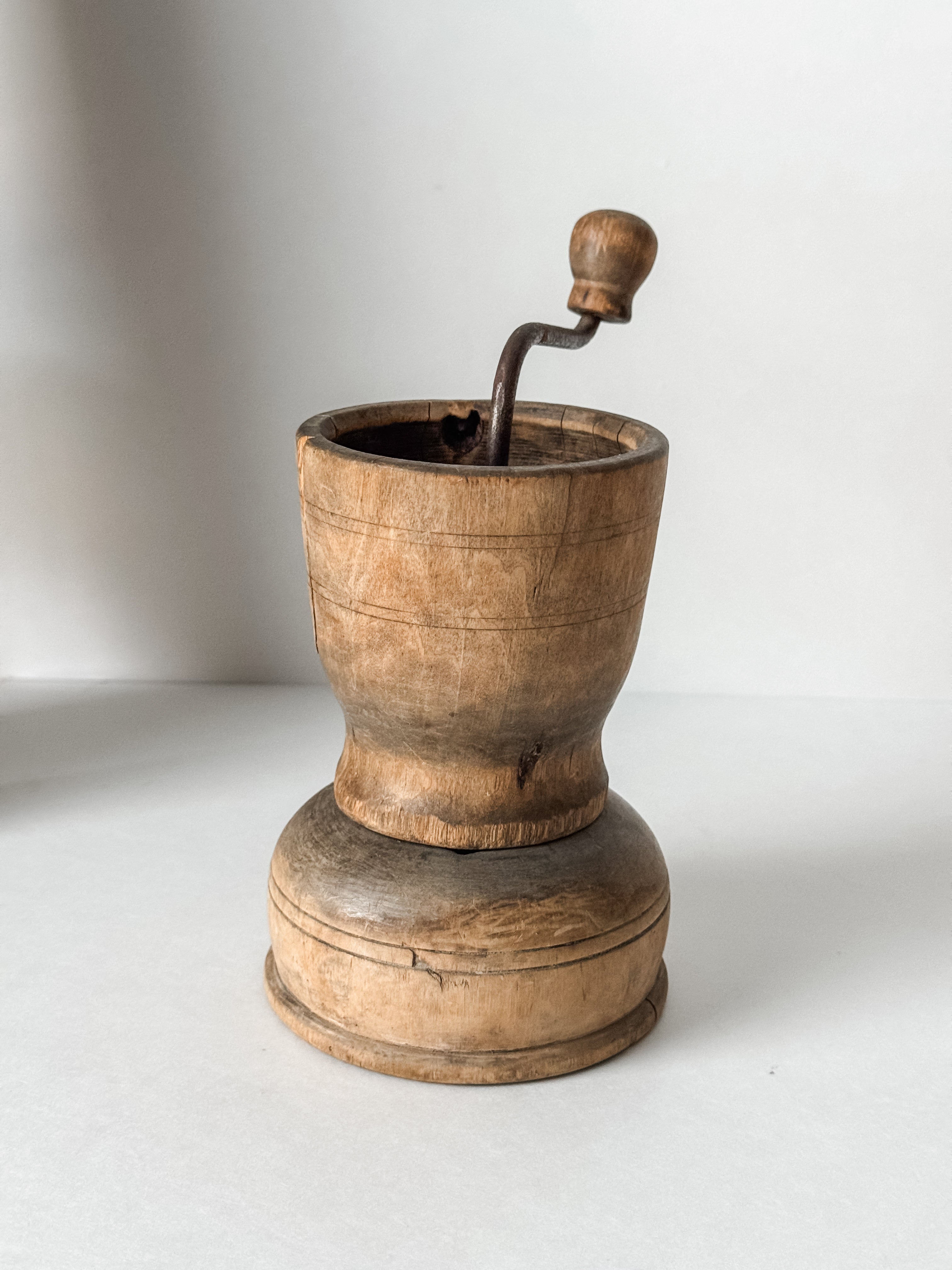 1800s Antique Swedish Wood Coffee or Spice Grinder