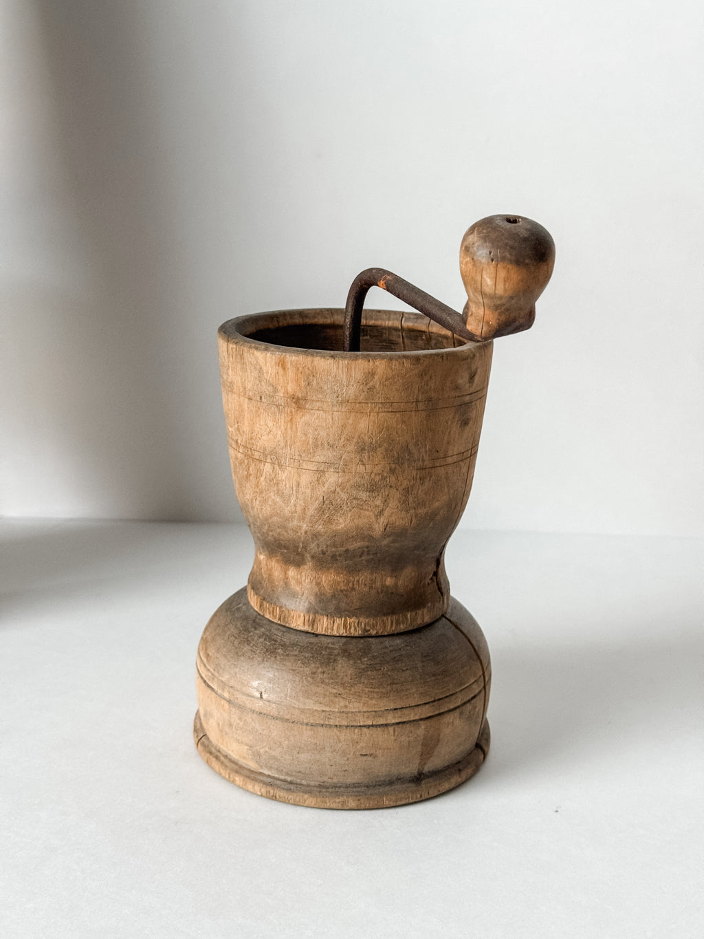 1800s Antique Swedish Wood Coffee or Spice Grinder