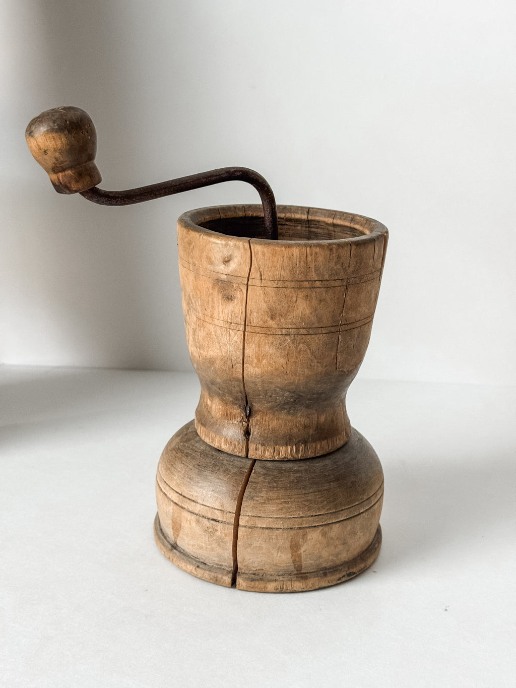 1800s Antique Swedish Wood Coffee or Spice Grinder
