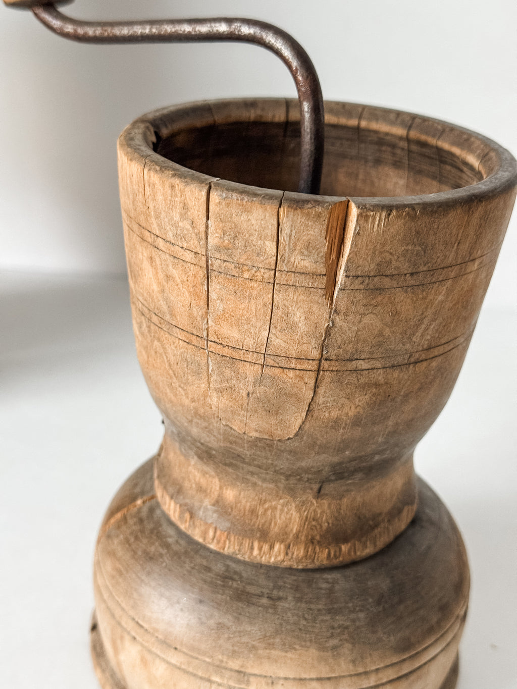 1800s Antique Swedish Wood Coffee or Spice Grinder