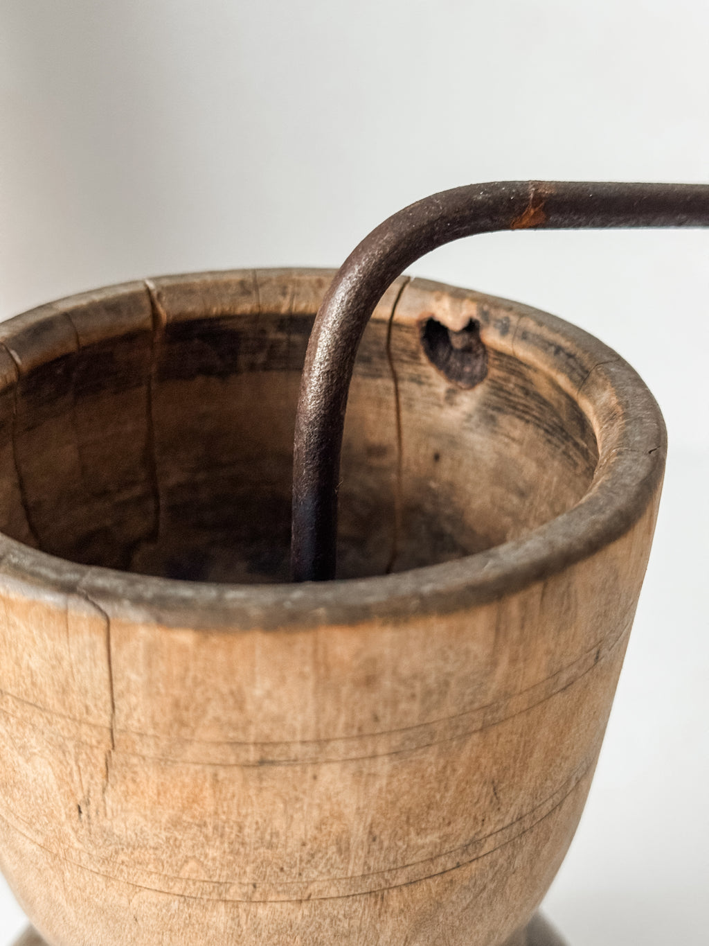 1800s Antique Swedish Wood Coffee or Spice Grinder