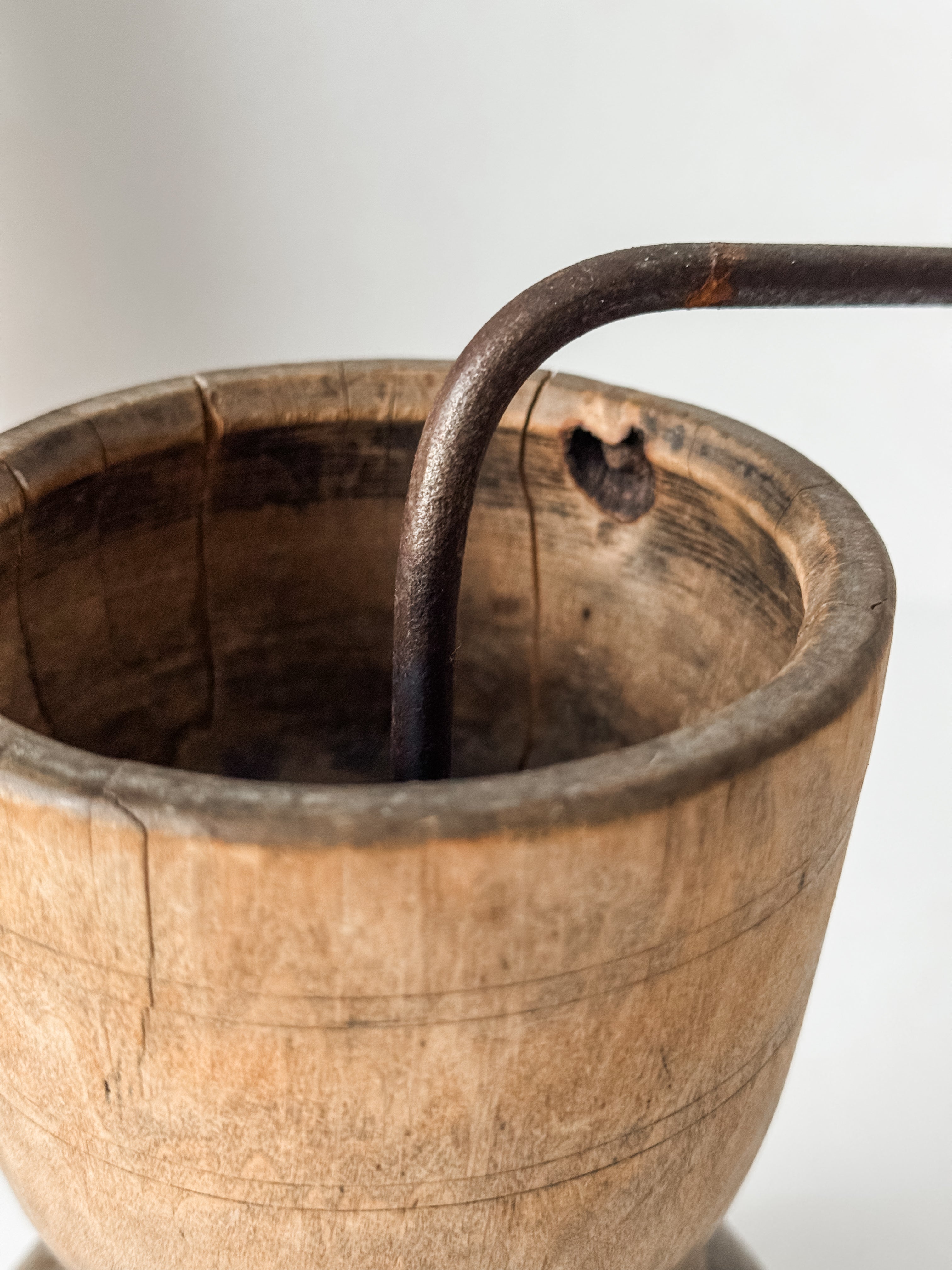 1800s Antique Swedish Wood Coffee or Spice Grinder