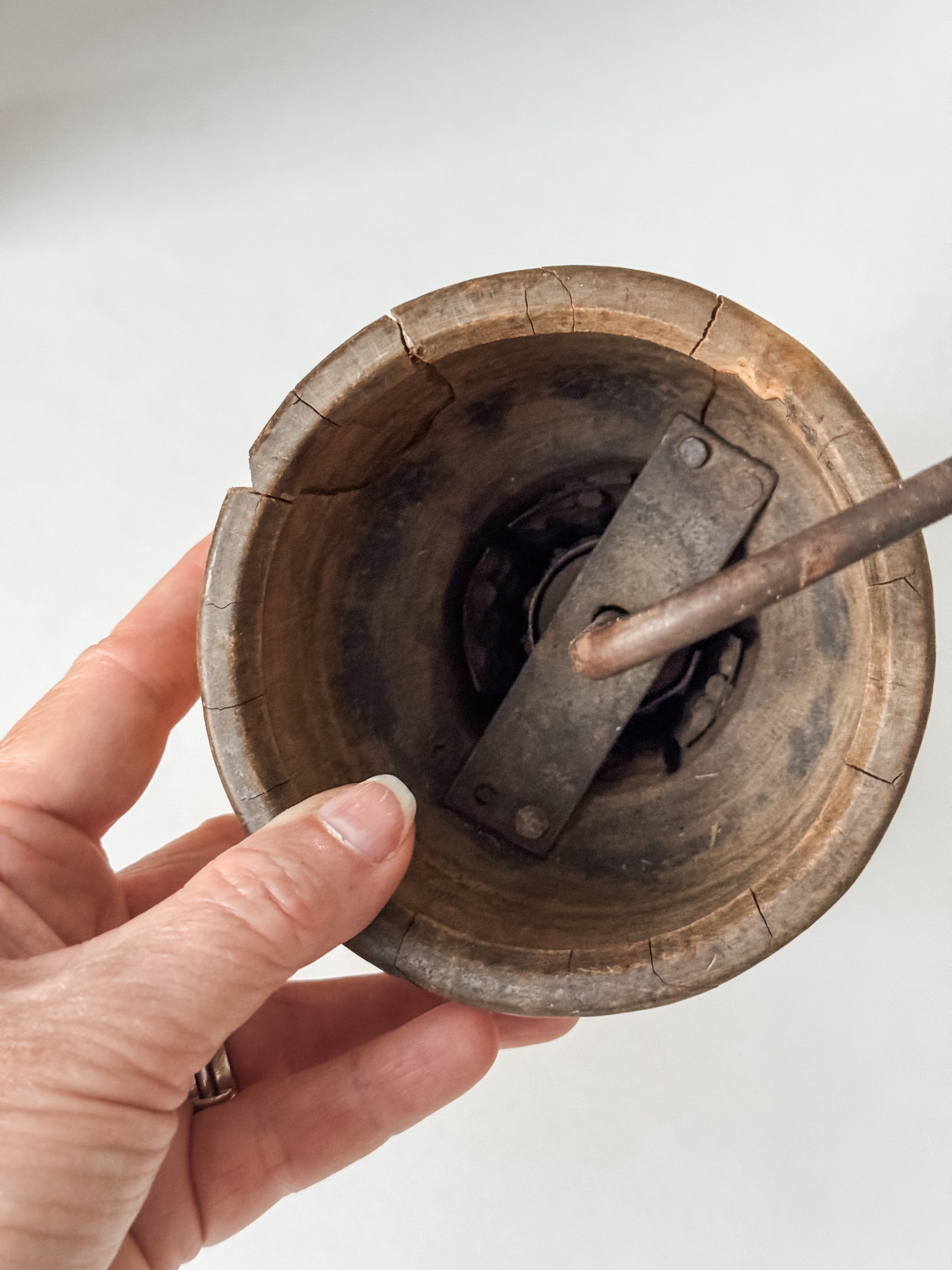 1800s Antique Swedish Wood Coffee or Spice Grinder