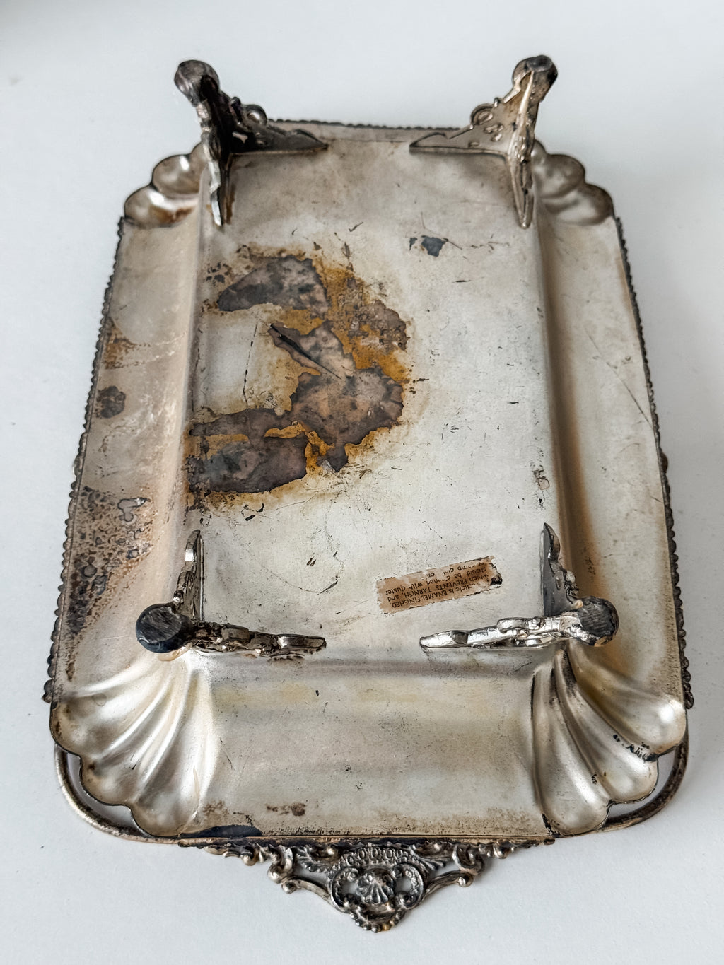 Vintage Silver Footed Dish With Handle And Patina