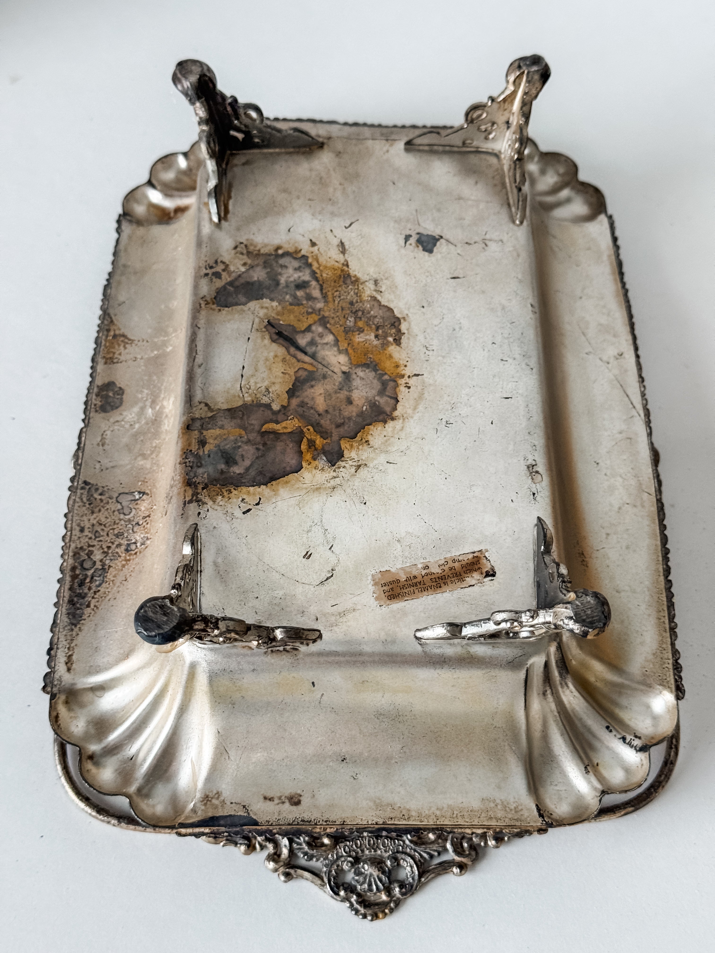 Vintage Silver Footed Dish With Handle And Patina