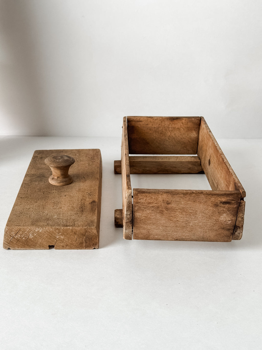 Antique 1800s Butter Or Maple Sugar Wood Carved Stamp With Mold