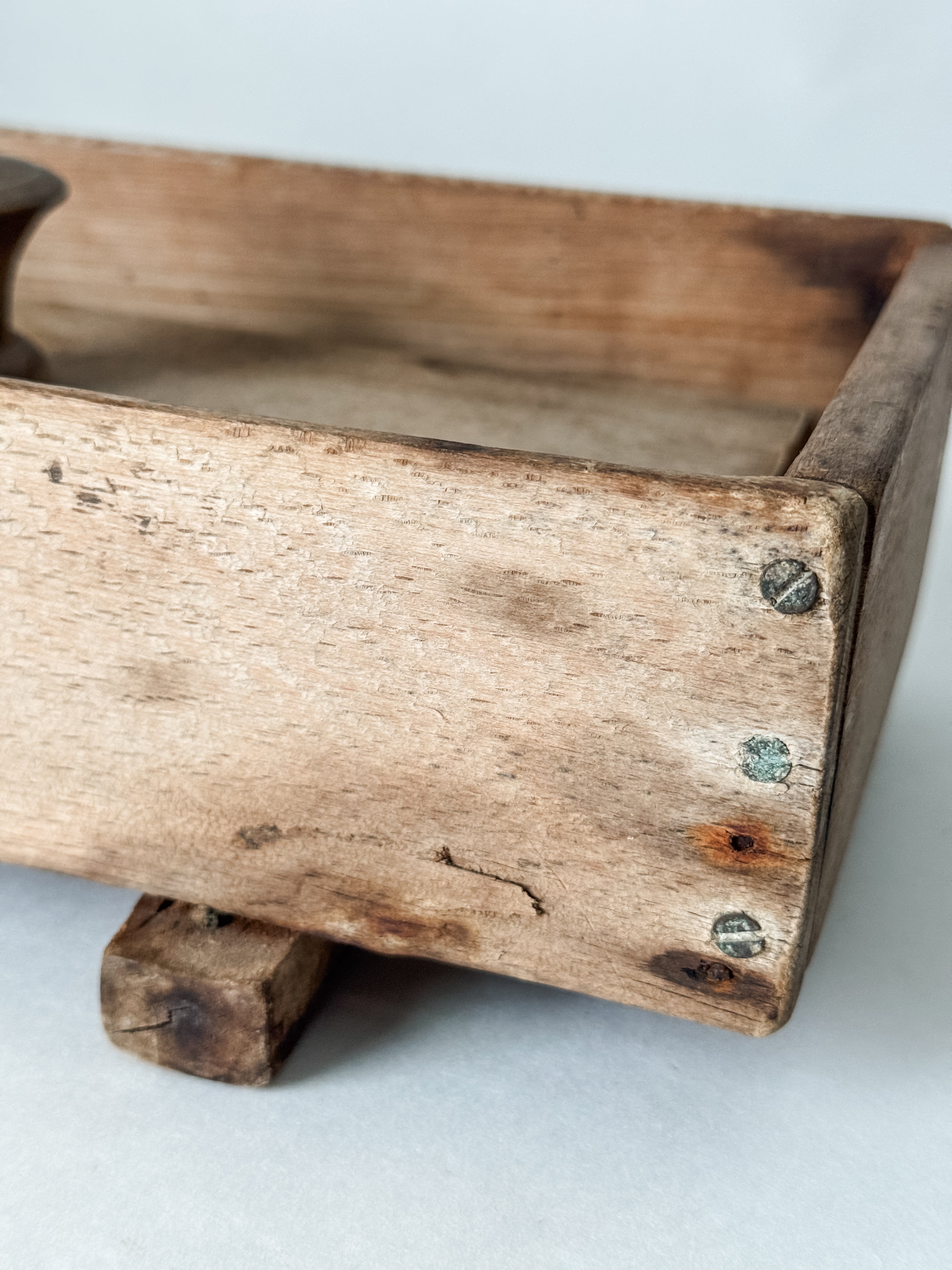 Antique 1800s Butter Or Maple Sugar Wood Carved Stamp With Mold