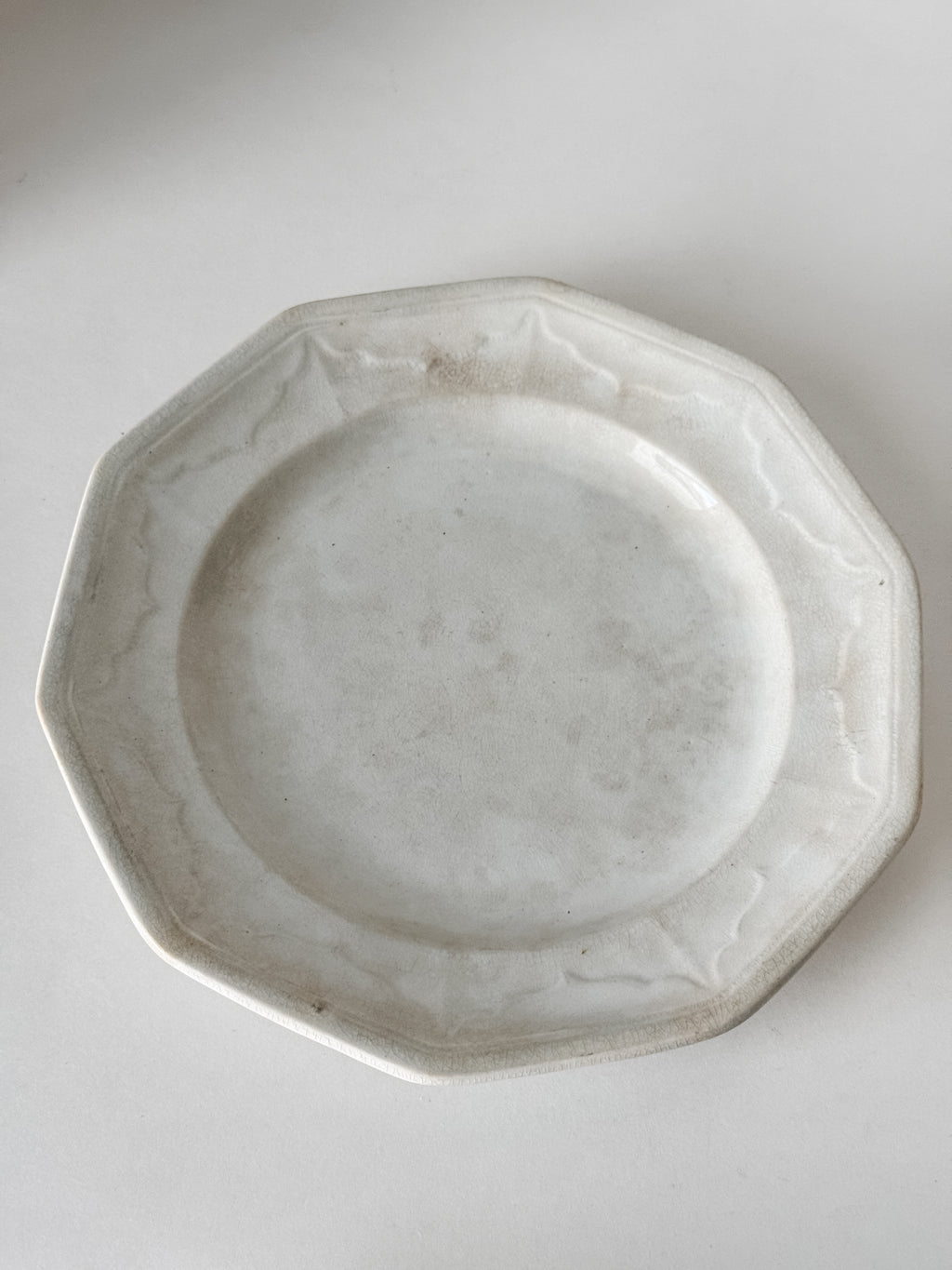 Antique English Ironstone Plate With Staining and Crazing