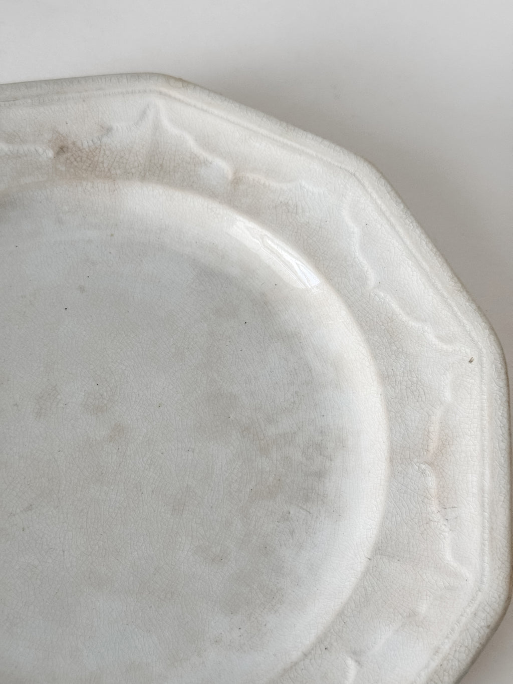 Antique English Ironstone Plate With Staining and Crazing